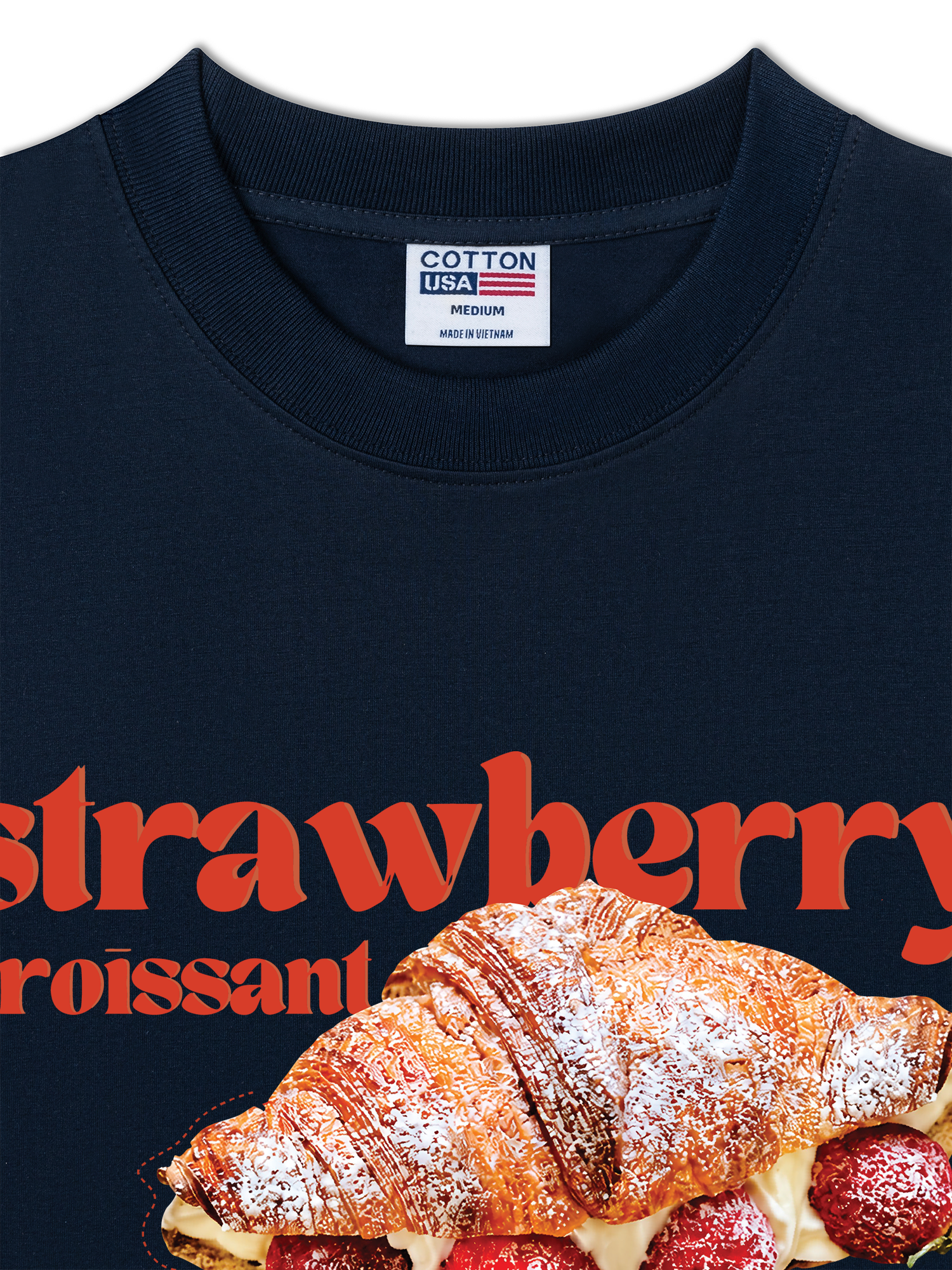 Áo Thun Relaxed Fit Yummy Mood Strawberry Croissant