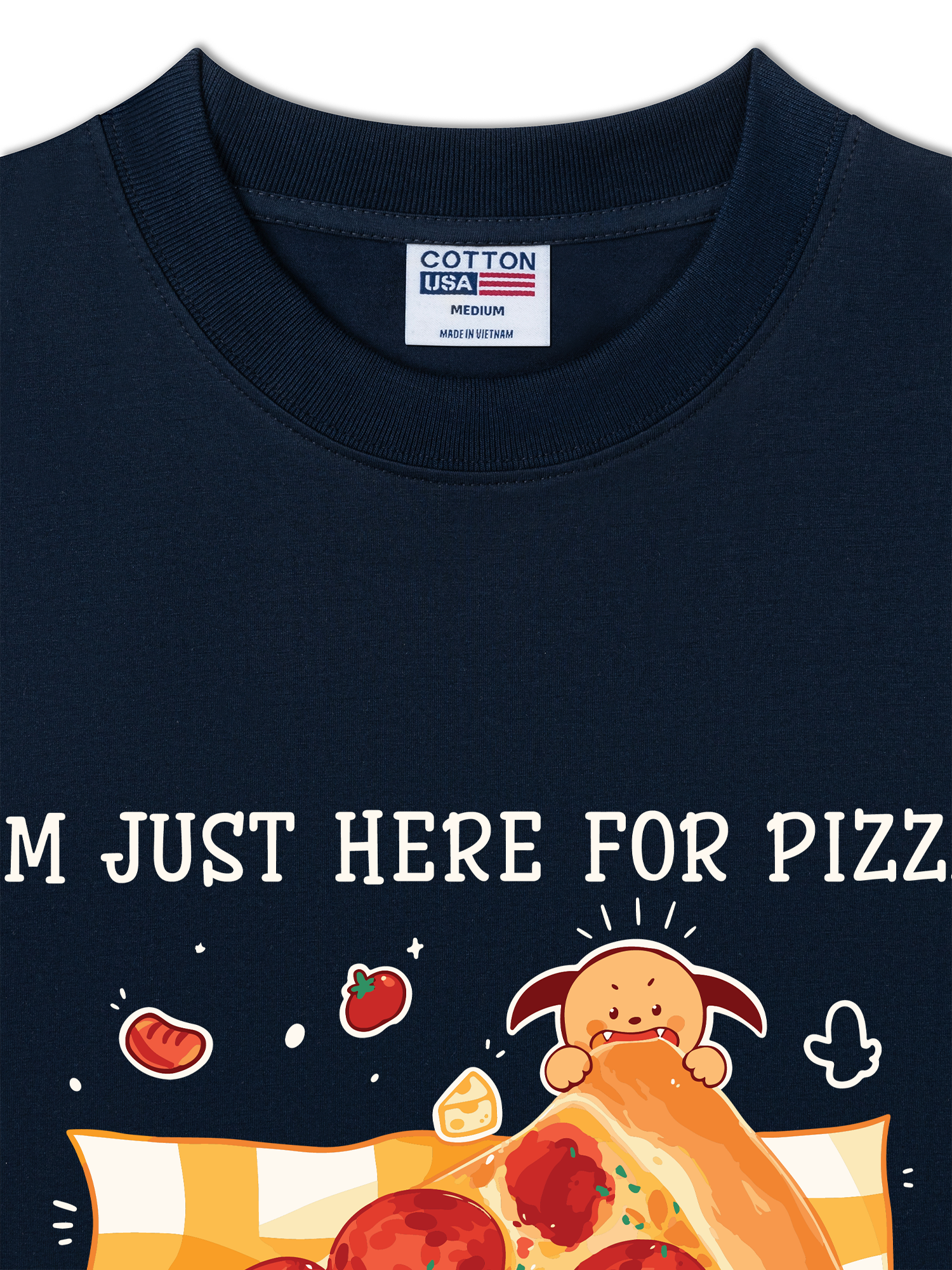 Áo Thun Relaxed Fit Yummy Mood I Just Here For Pizza