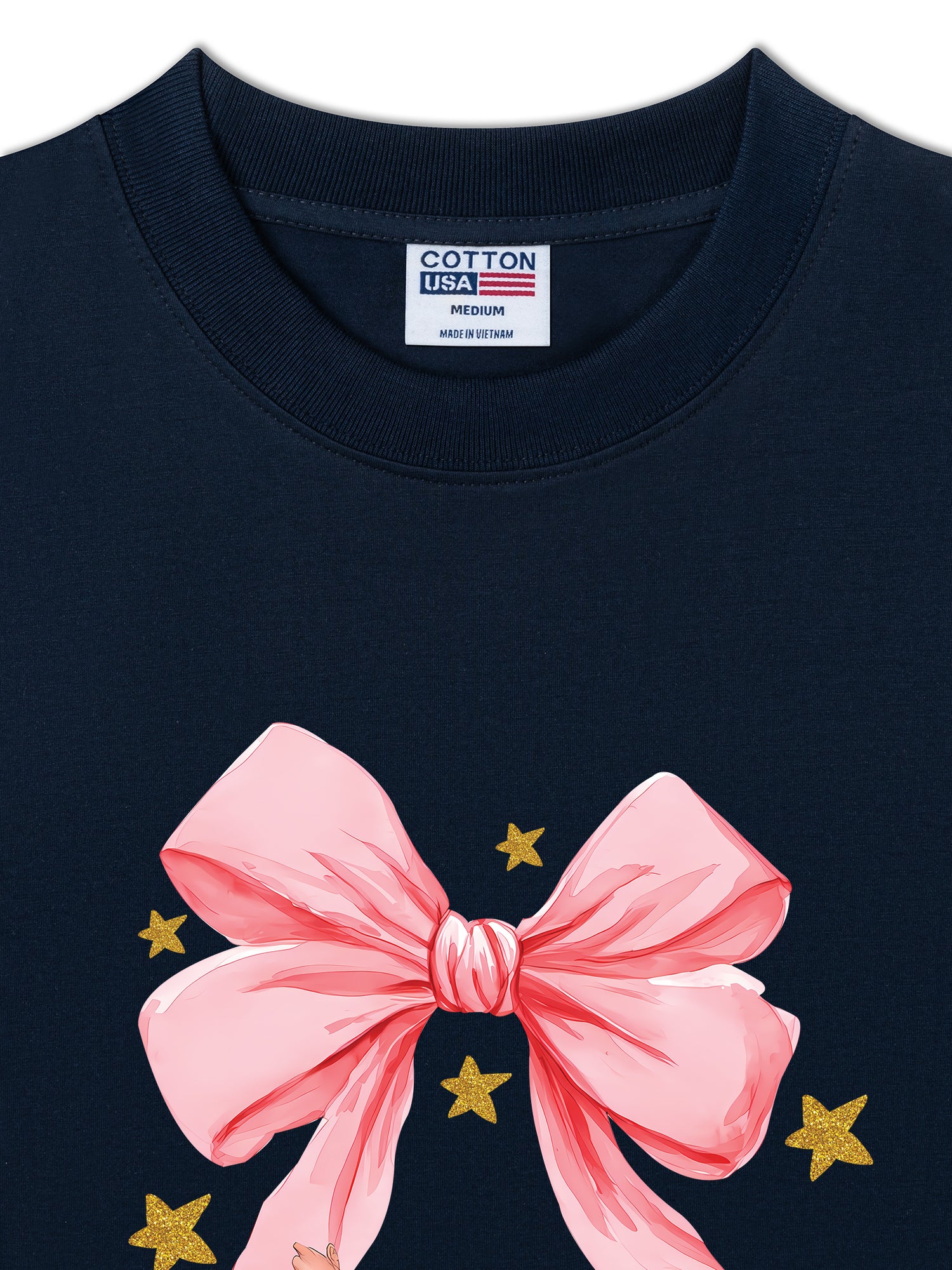 Áo Thun Relaxed Fit Xmas Pink Bow With Santa