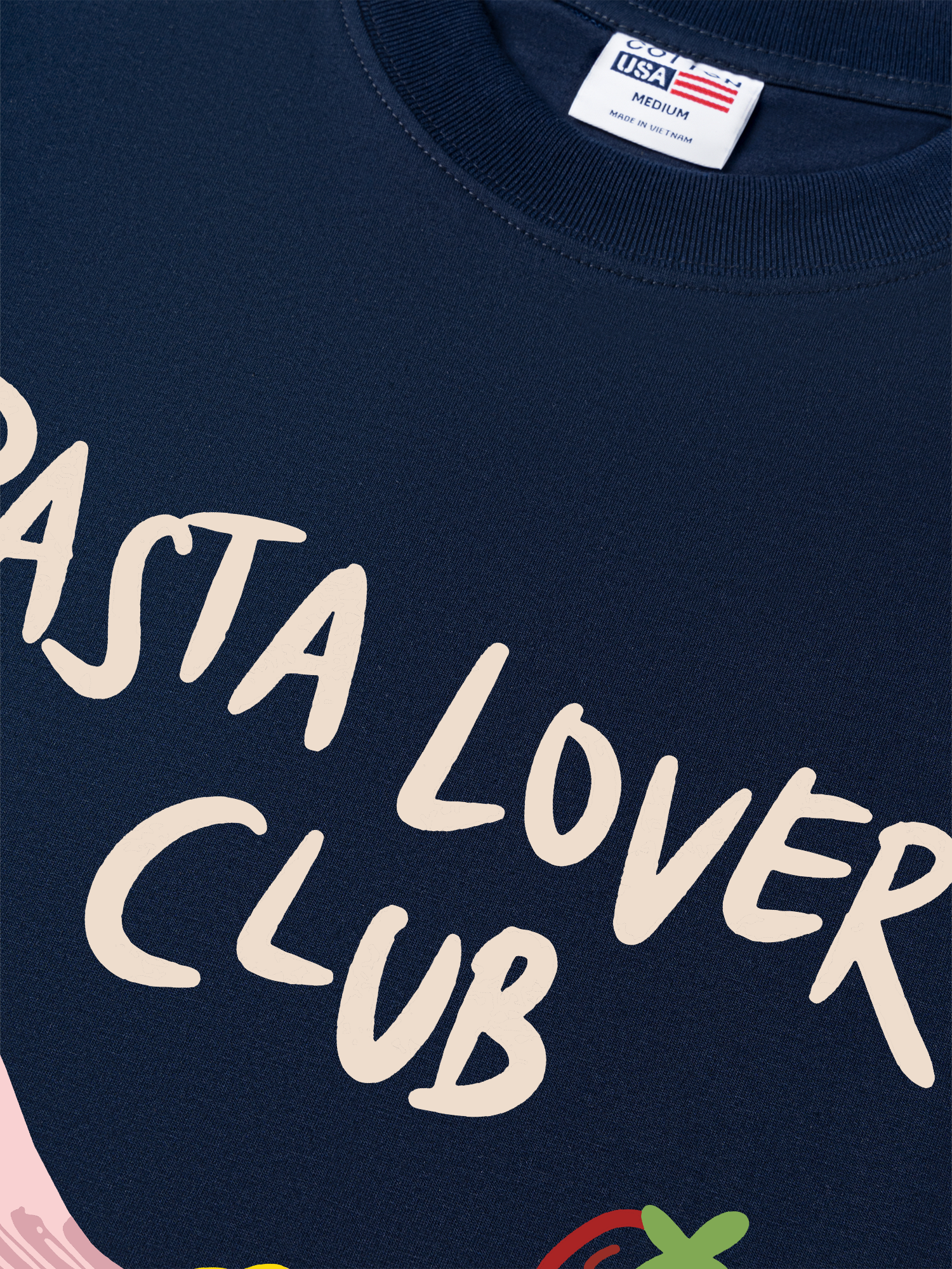 Áo Thun Relaxed Fit Yummy Mood Cute Pasta Lover Club
