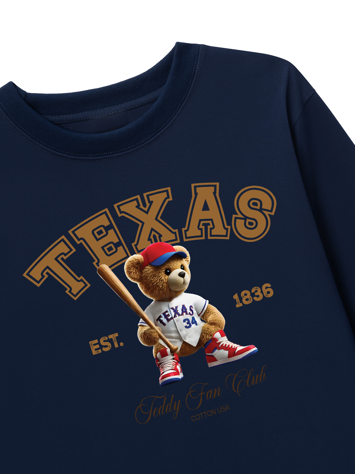 Áo Thun Dài Tay Baseball Texas Teddy Fan Club