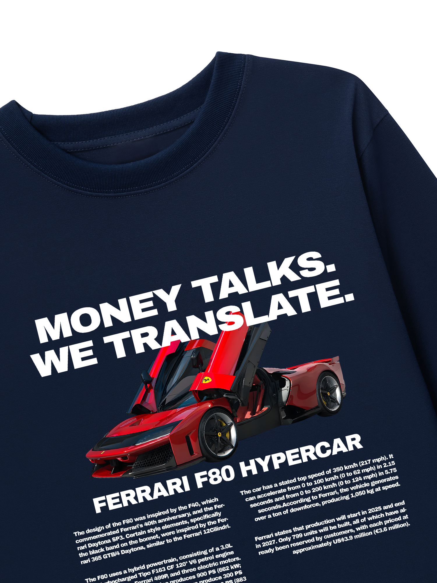 Áo Thun Dài Tay Ferrari Money Talks We Translate
