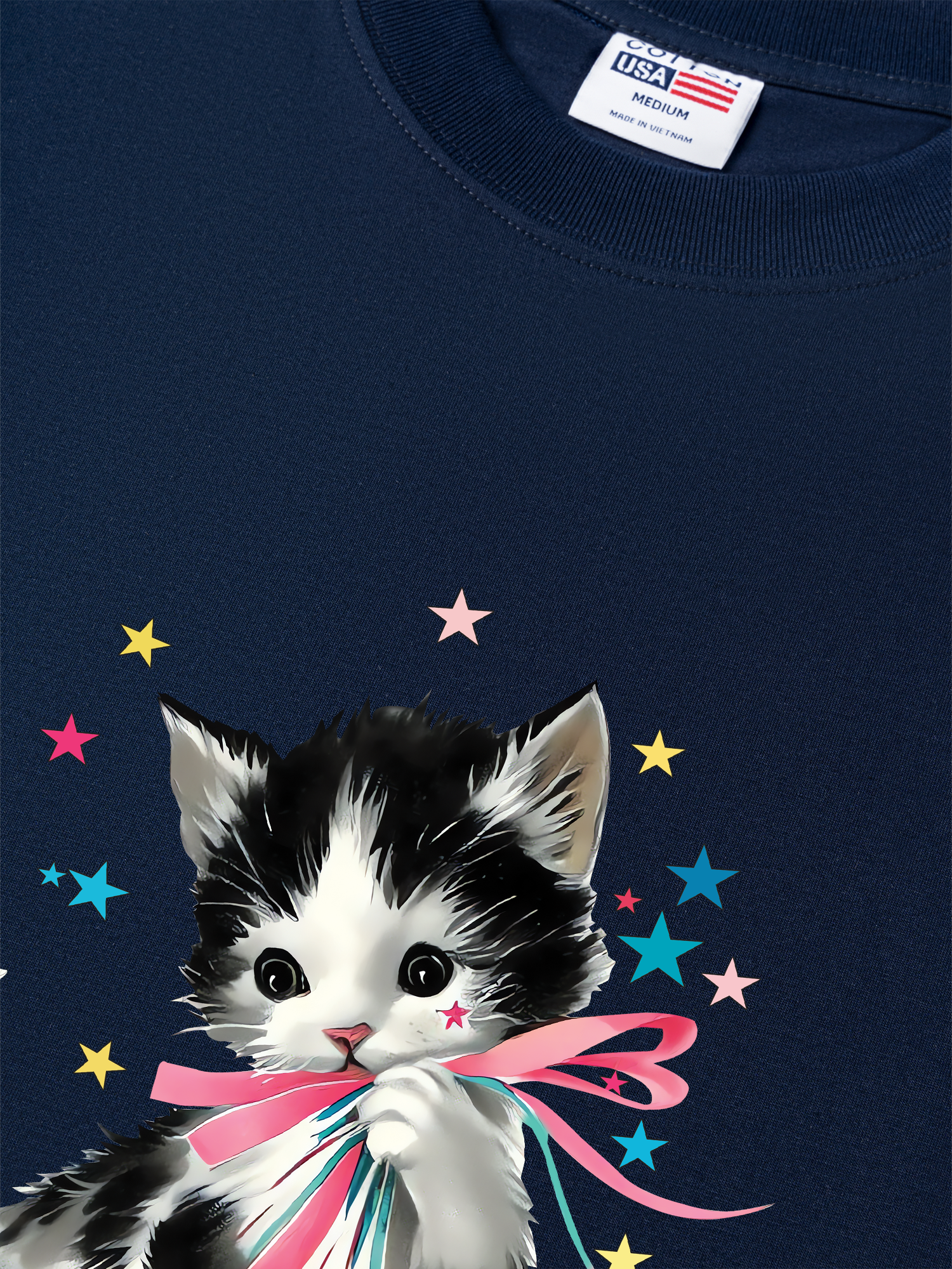 Áo Thun Relaxed Fit Soft Paw Cute Cat With Star