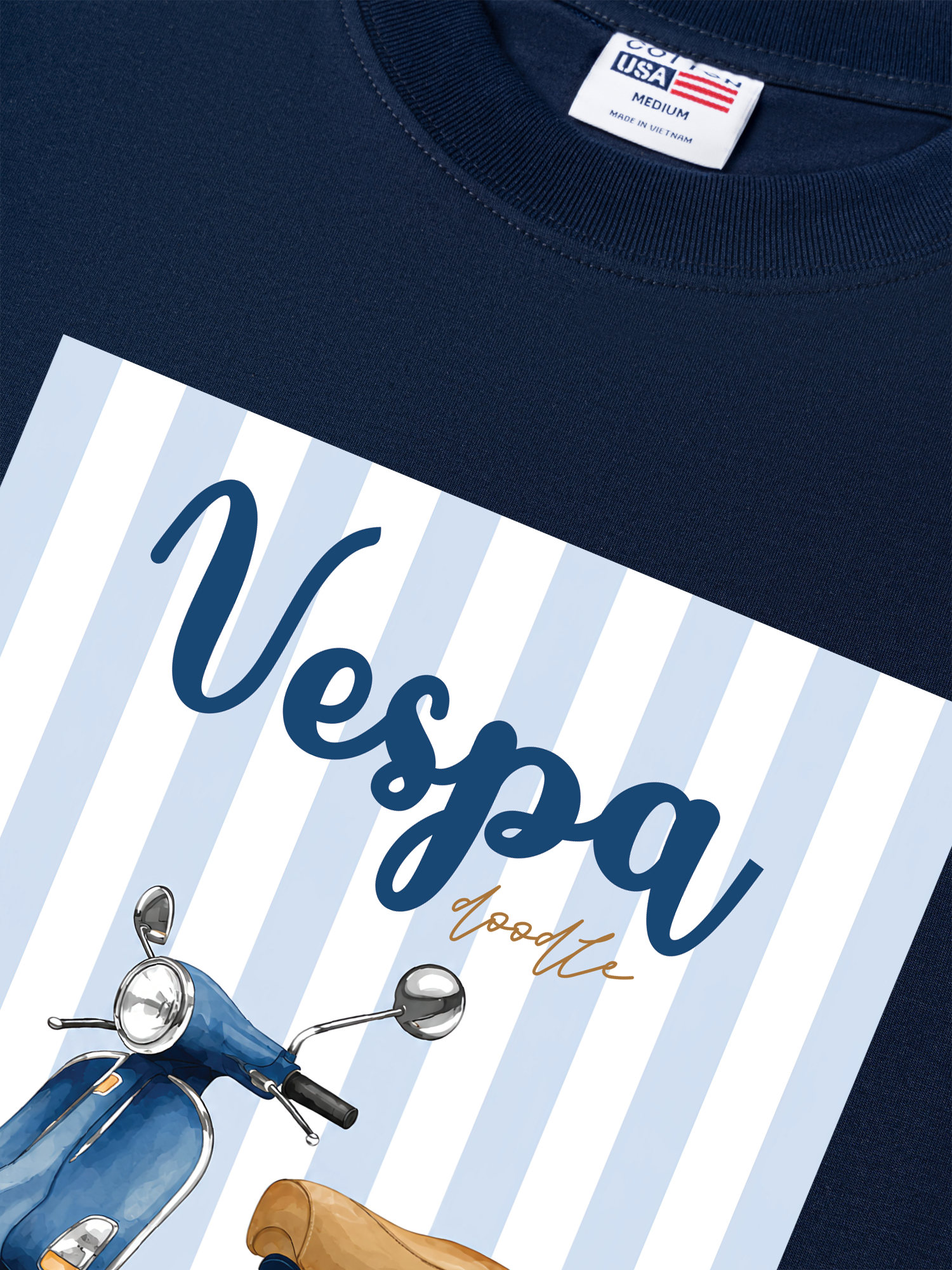 Áo Thun Relaxed Fit Motobike Vespa Doodle
