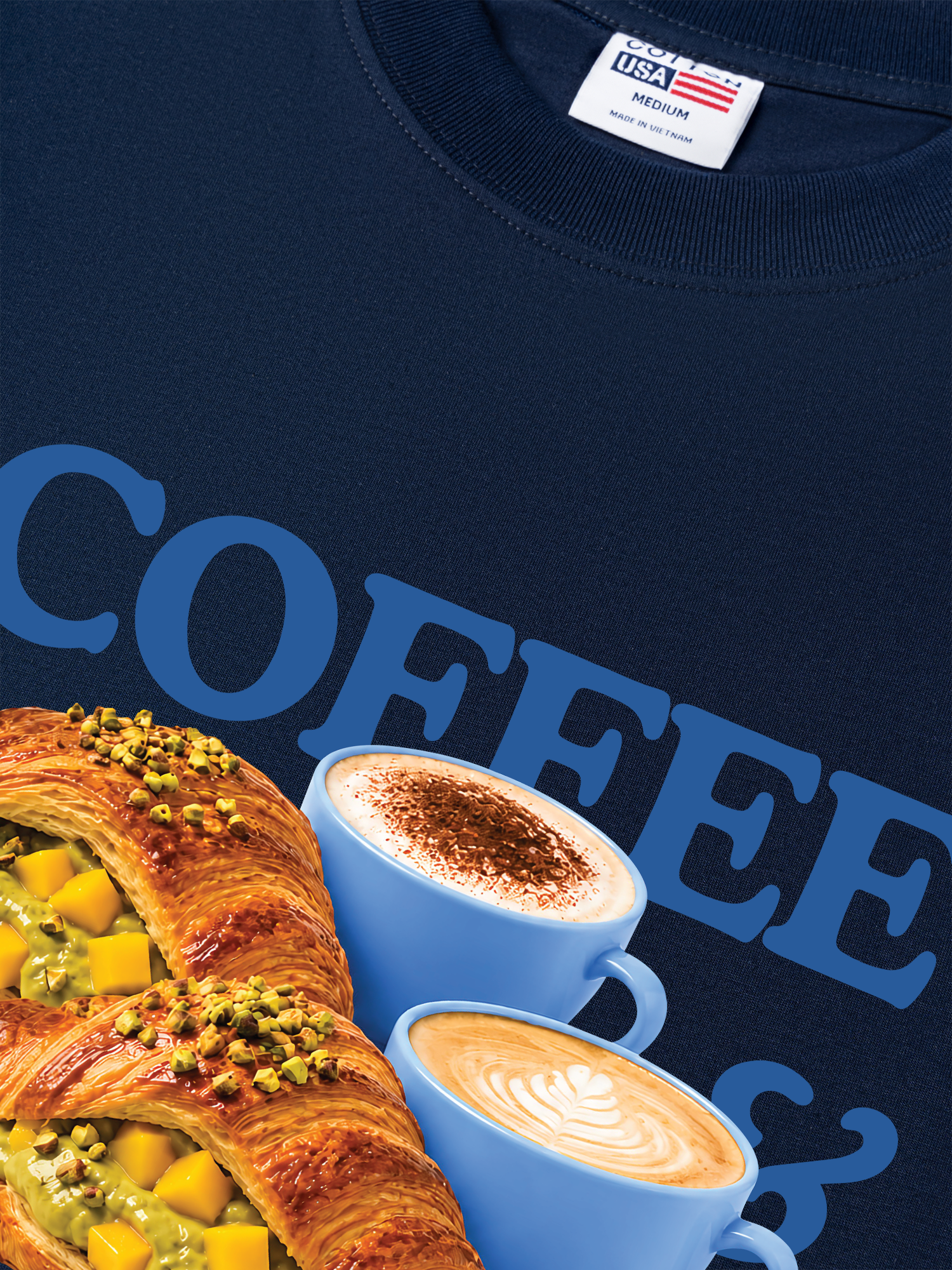 Áo Thun Relaxed Fit Yummy Mood Coffee Croissant