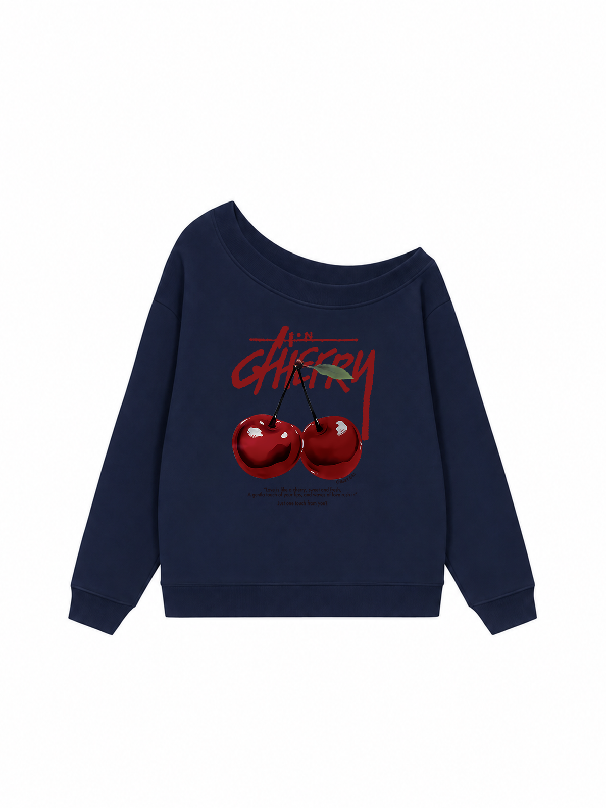 Áo Sweater Lệch Vai Nỉ Hai Da Cherry X Cotton USA Love