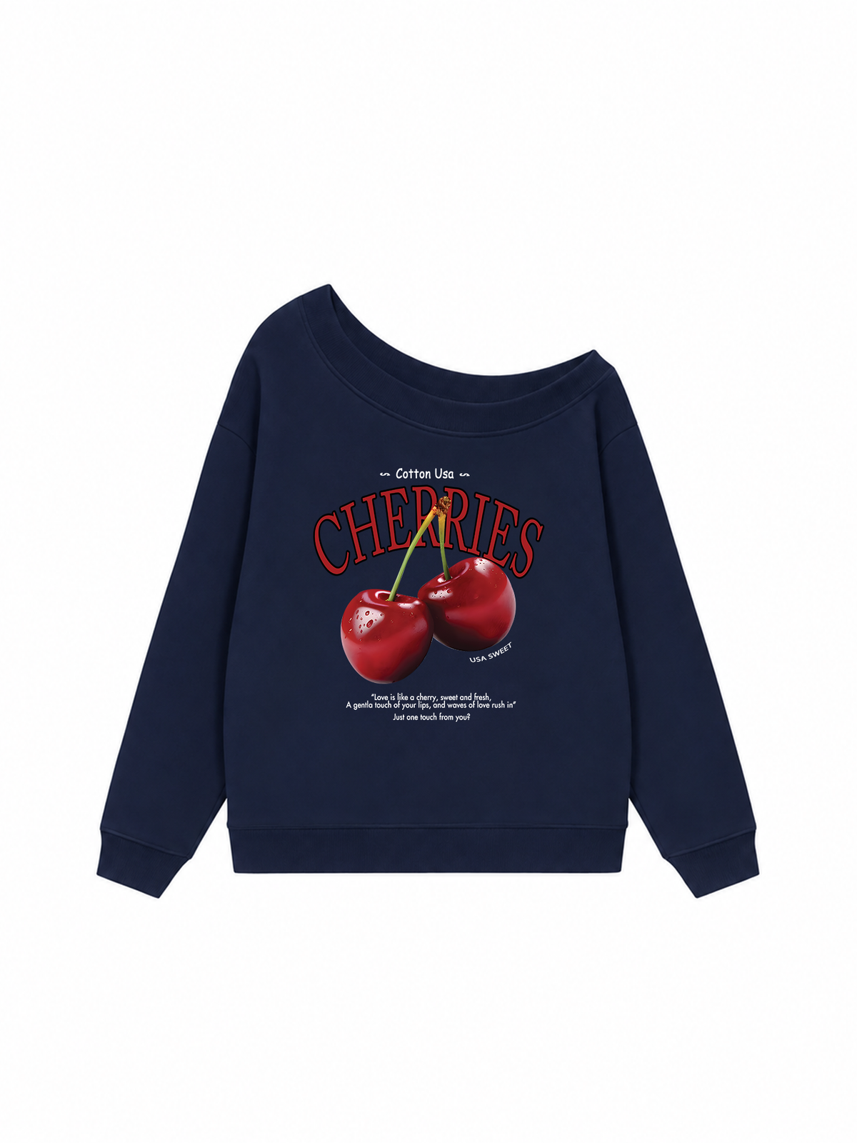 Áo Sweater Lệch Vai Nỉ Hai Da Tropical Cherries Sweet