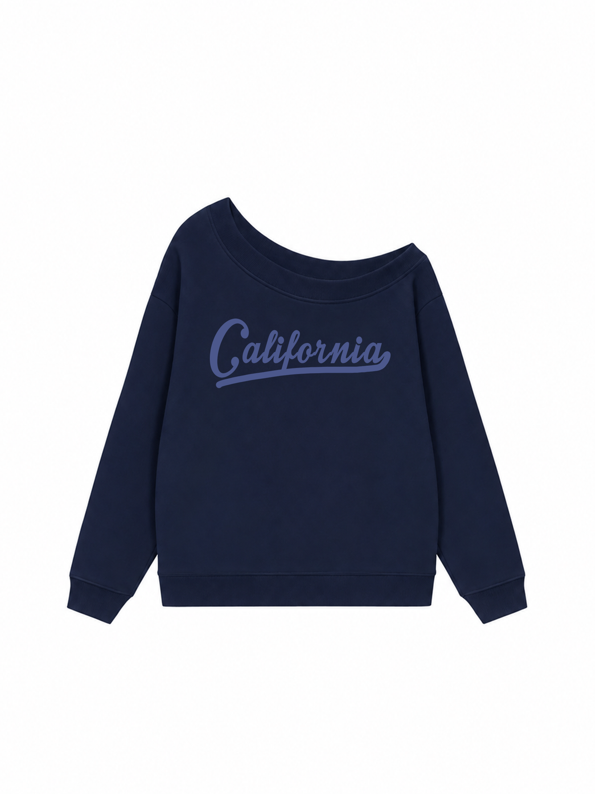 Áo Sweater Lệch Vai Nỉ Hai Da USA Califorinia Blue