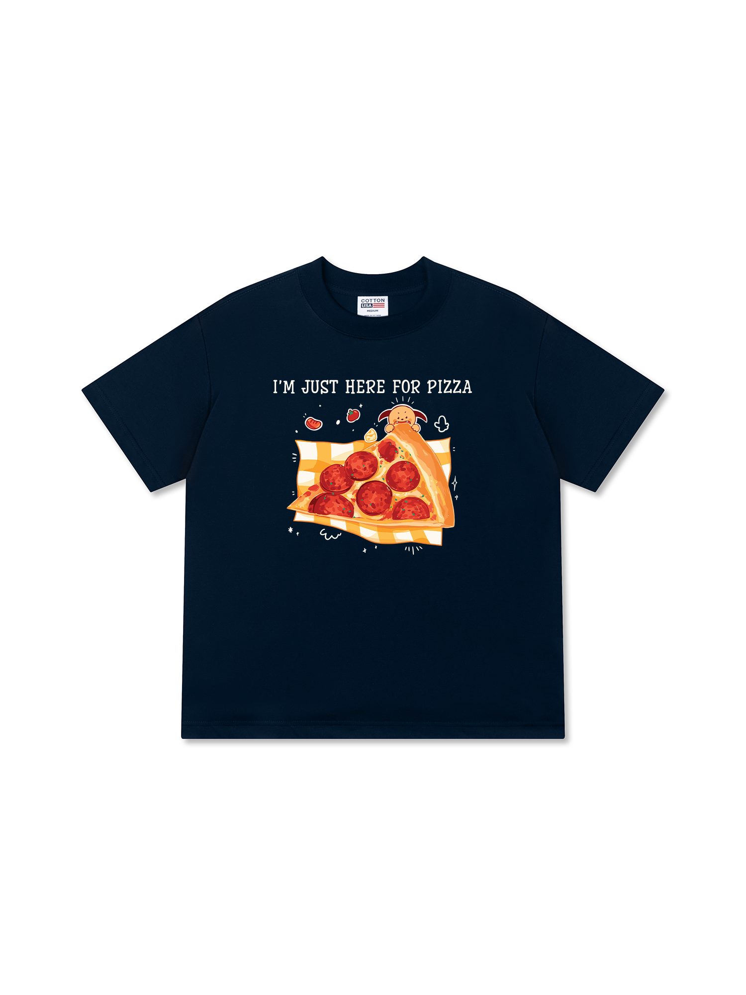Áo Thun Relaxed Fit Yummy Mood I Just Here For Pizza