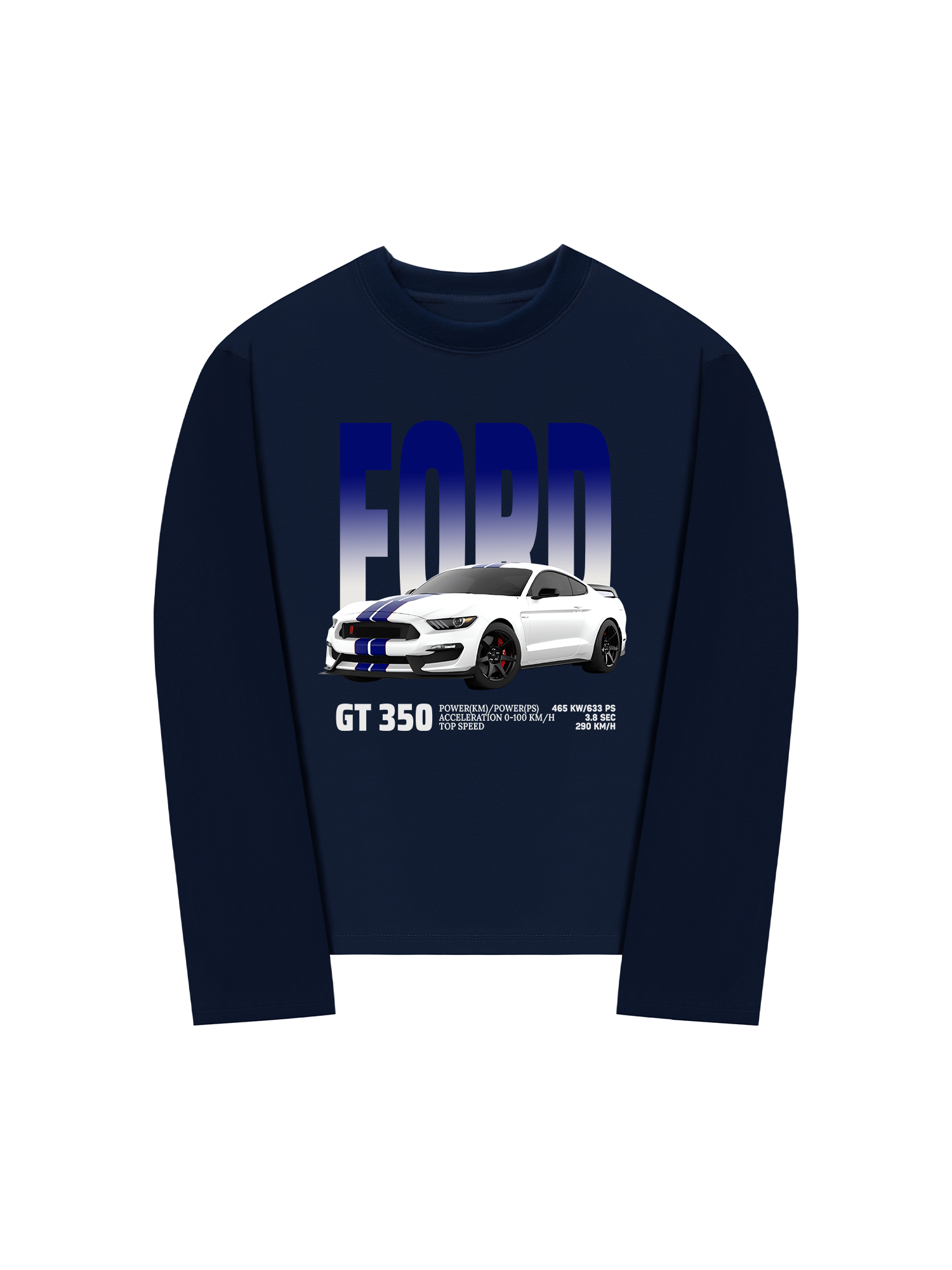 Áo Thun Dài Tay Ford GT 350 White Blue