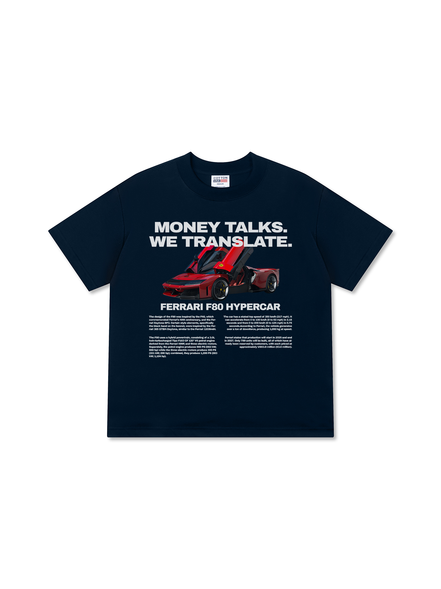 Áo Thun Relaxed Fit Ferrari Money Talks We Translate