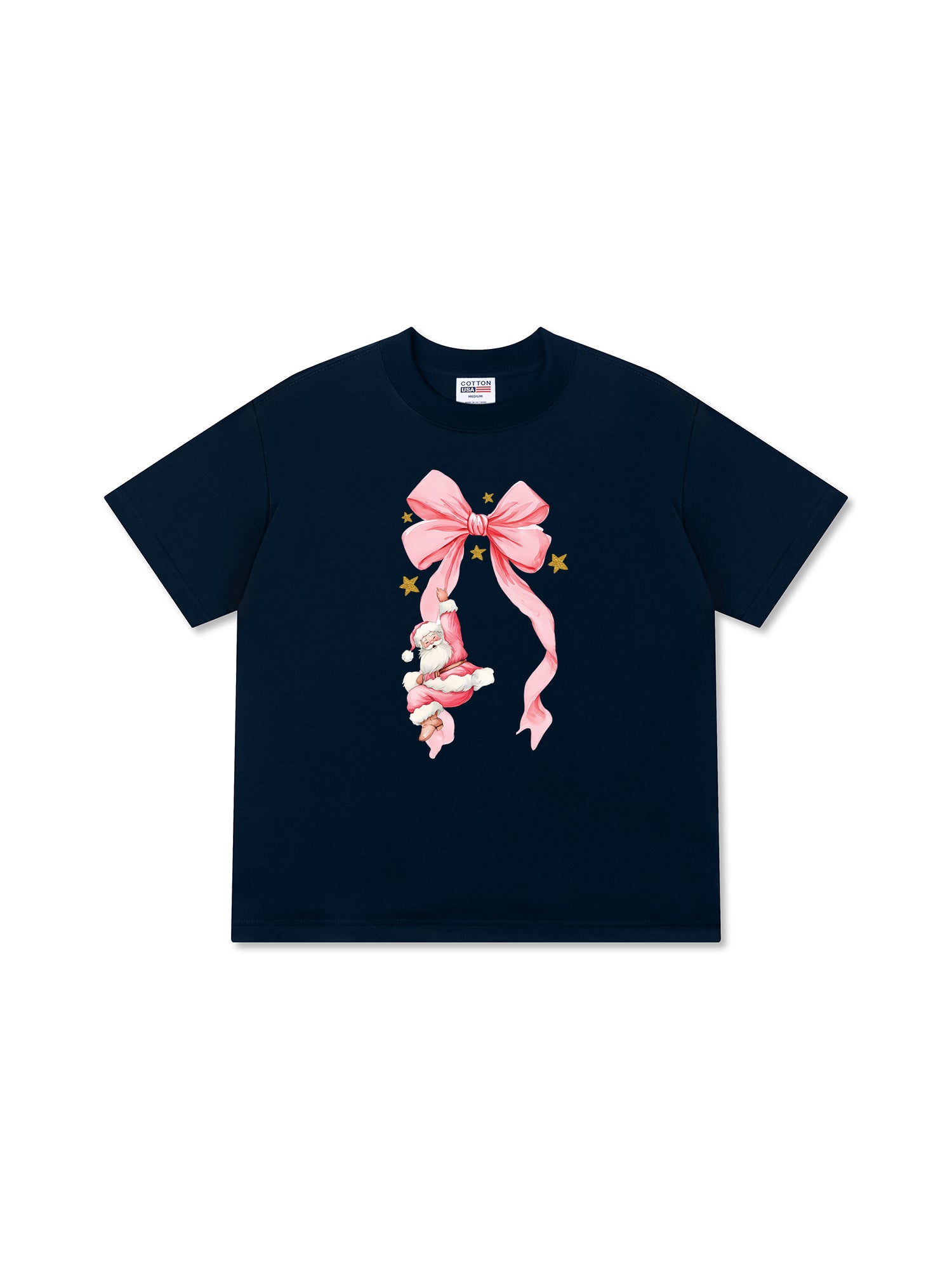 Áo Thun Relaxed Fit Xmas Pink Bow With Santa