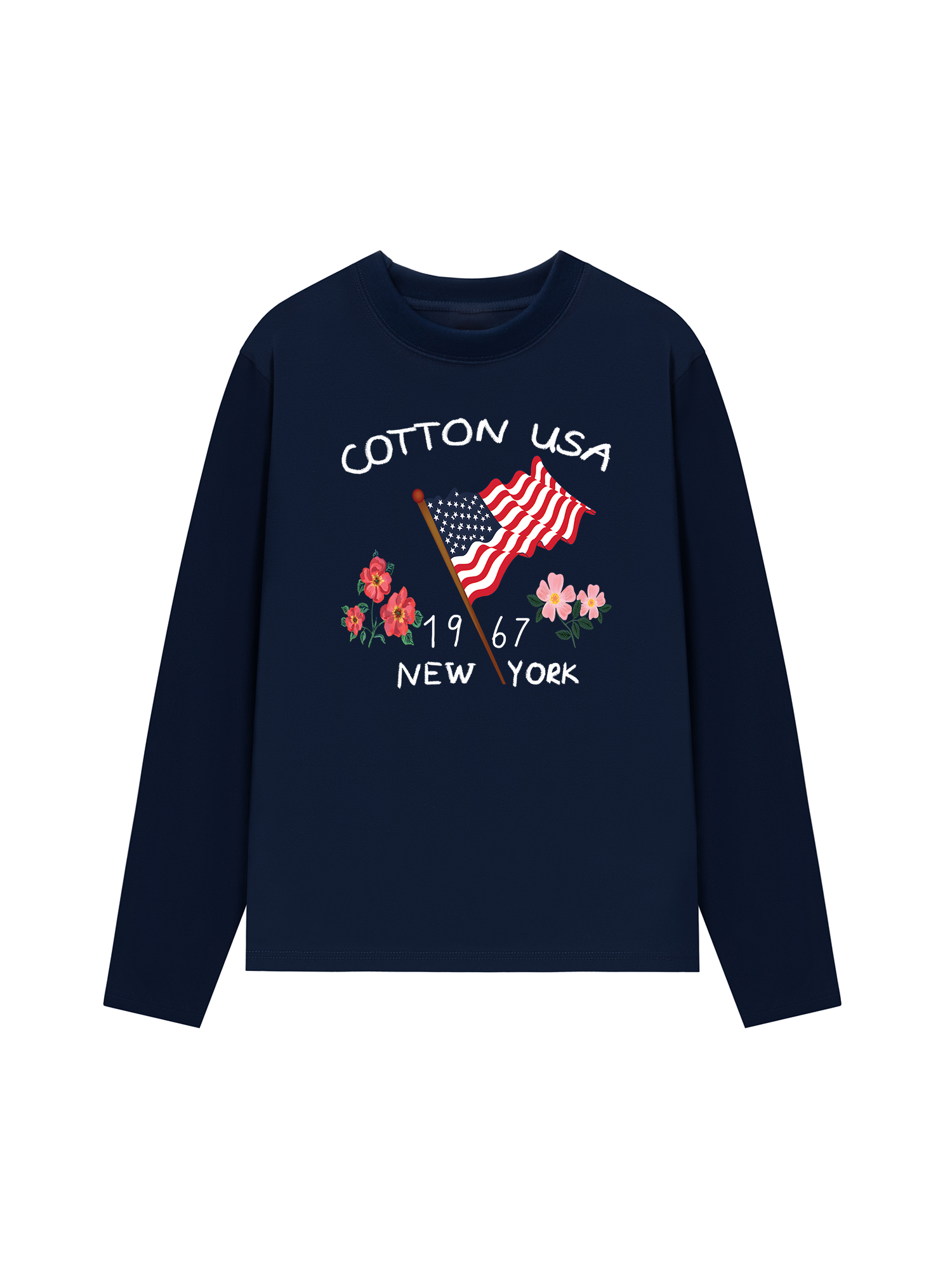 Áo Thun Dài Tay USA Floral Cotton Usa
