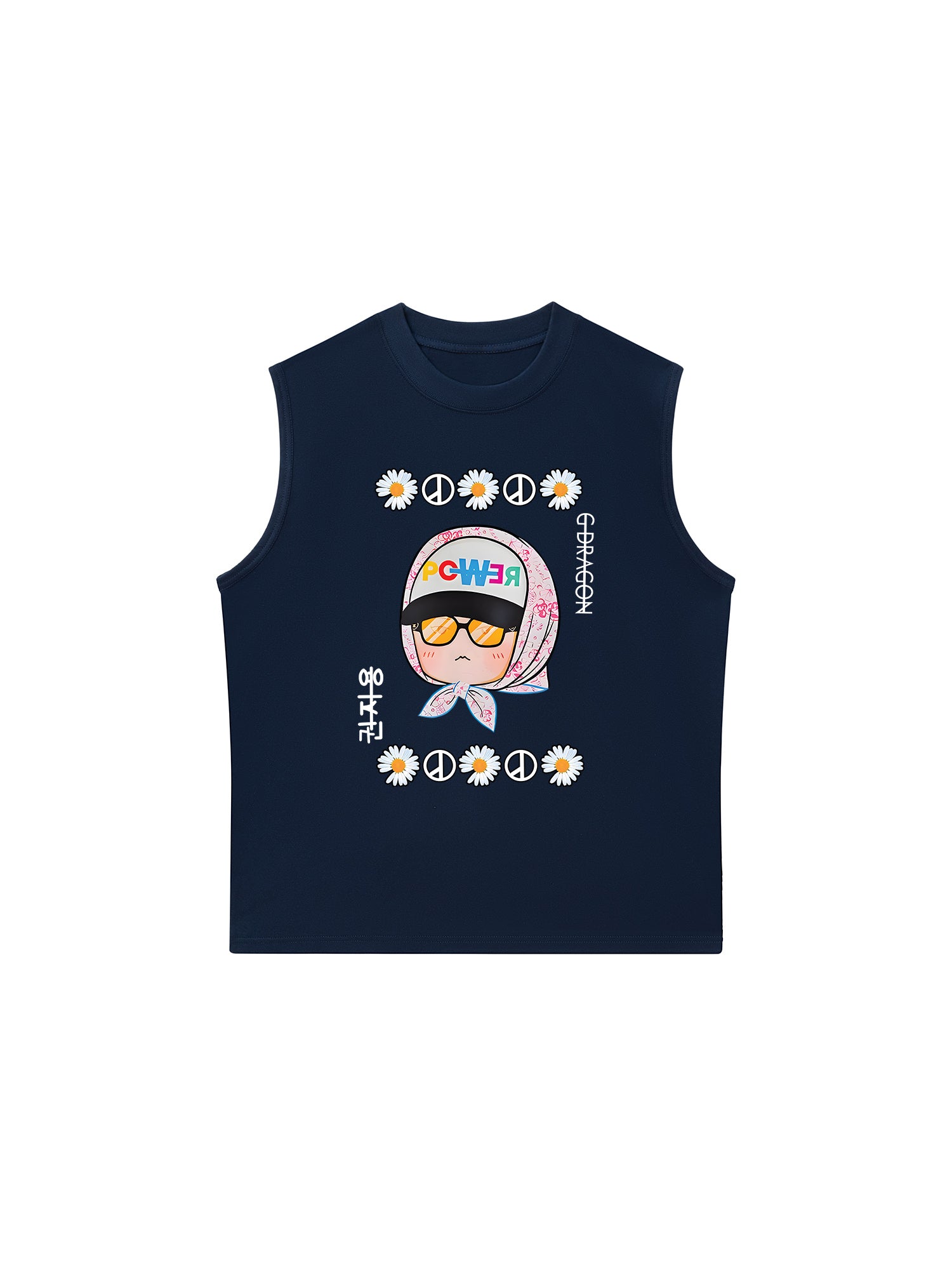 Áo Ba Lỗ Relaxed Fit Floral With GD Chibi Daisy Flower