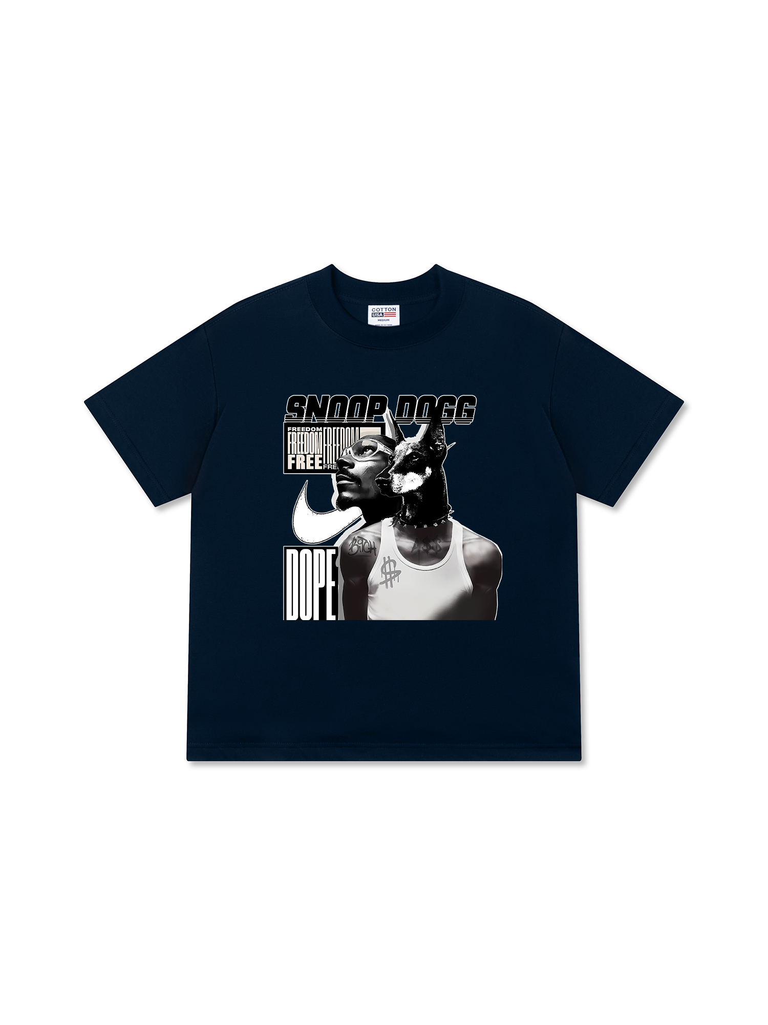 Áo Thun Relaxed Fit Rapper Black And White Snoop Dog