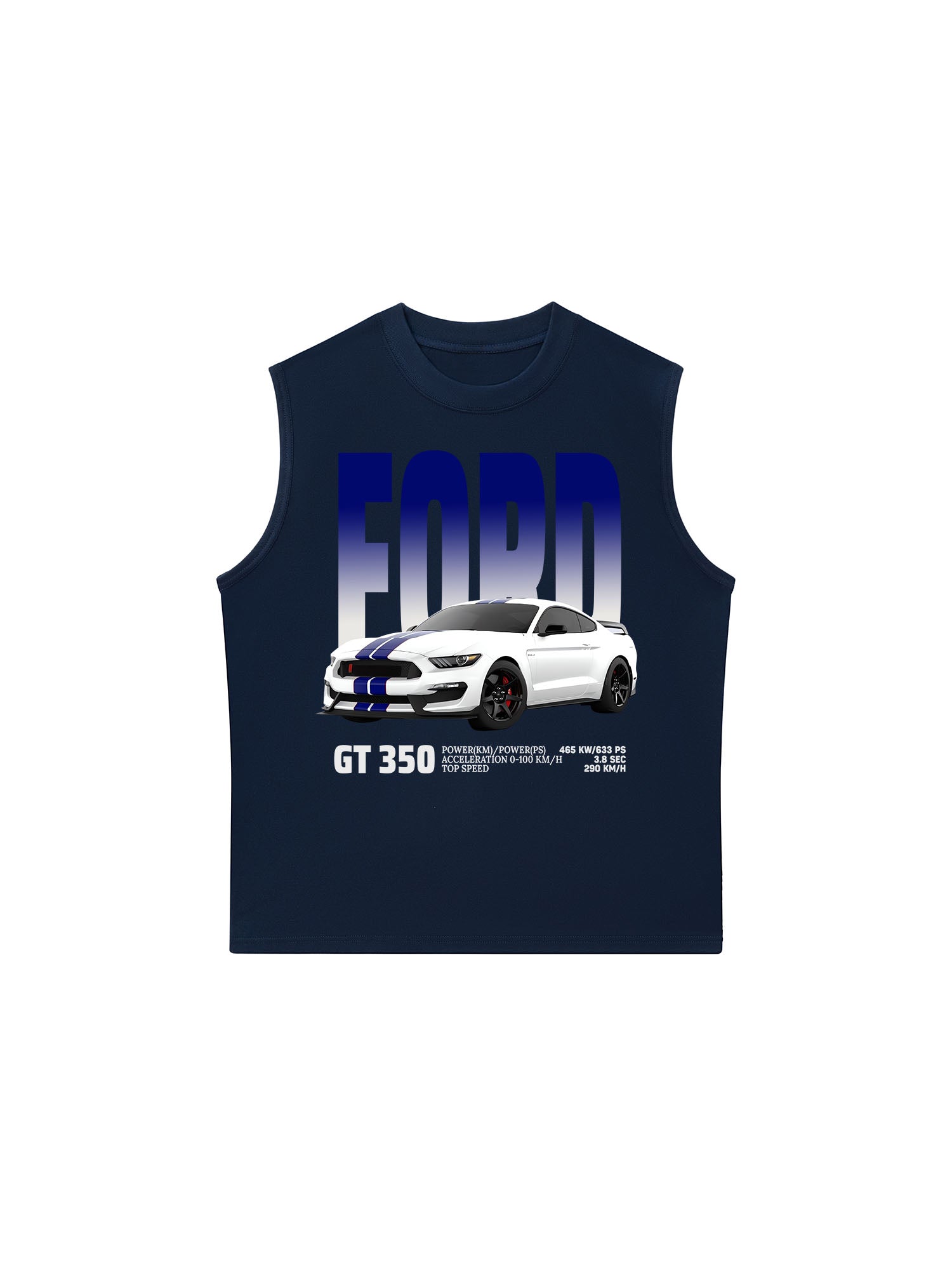 Áo Ba Lỗ Relaxed Fit Ford GT 350 White Blue