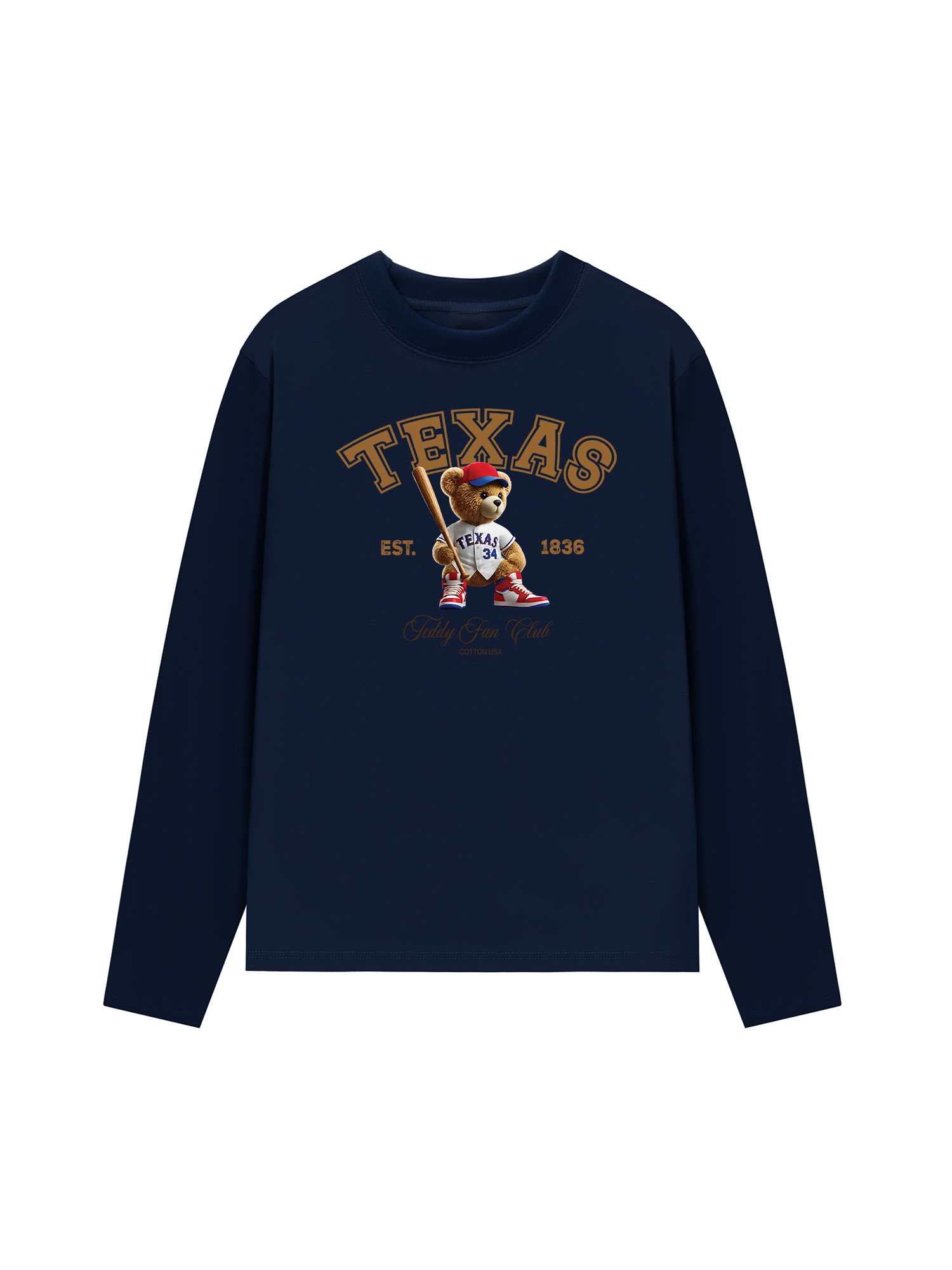 Áo Thun Dài Tay Baseball Texas Teddy Fan Club