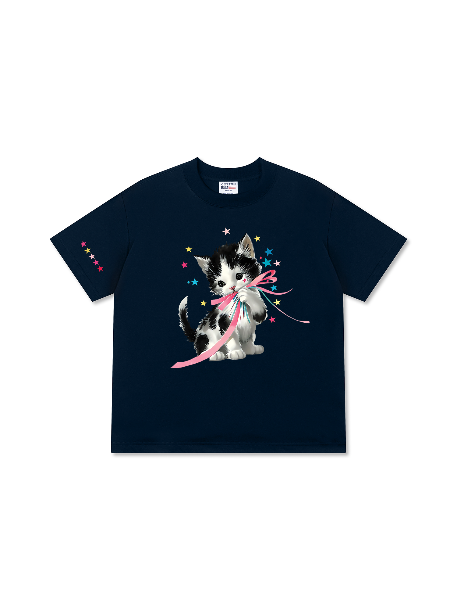 Áo Thun Relaxed Fit Soft Paw Cute Cat With Star