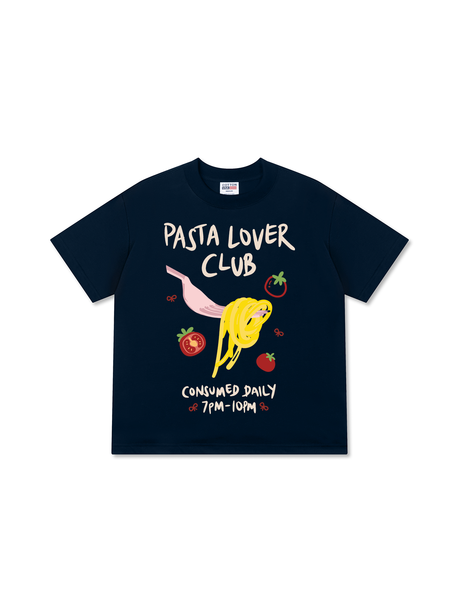 Áo Thun Relaxed Fit Yummy Mood Cute Pasta Lover Club