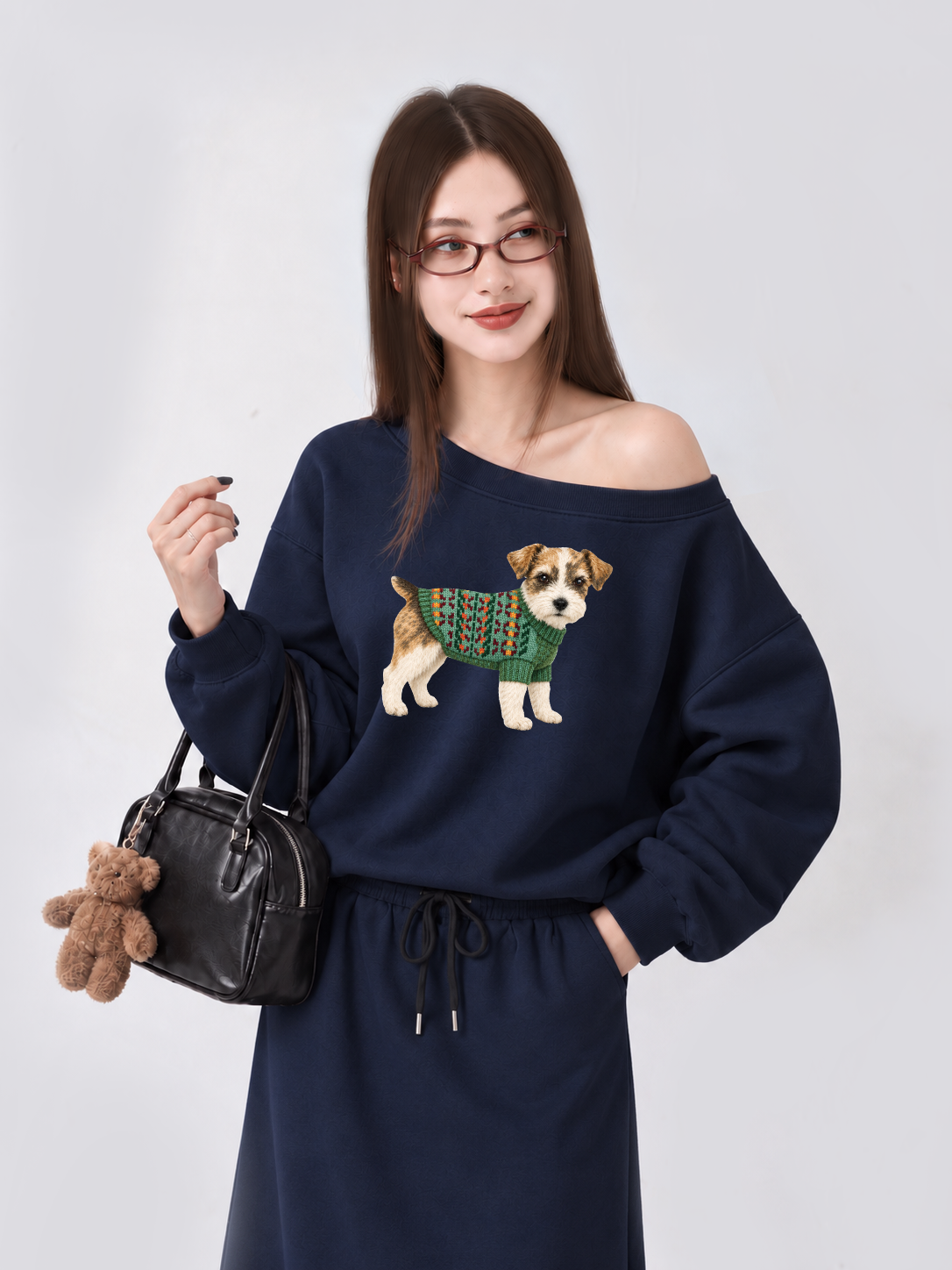 Áo Sweater Lệch Vai Nỉ Hai Da Little Buddy