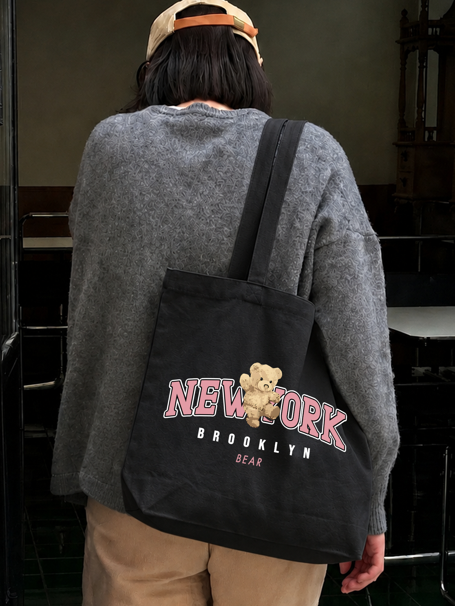 Túi Tote City Pink New York Bear