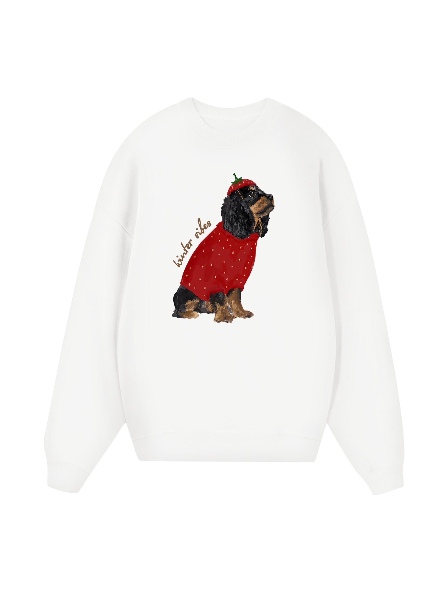 Winter Vibes Strawberry Puppy Sweater