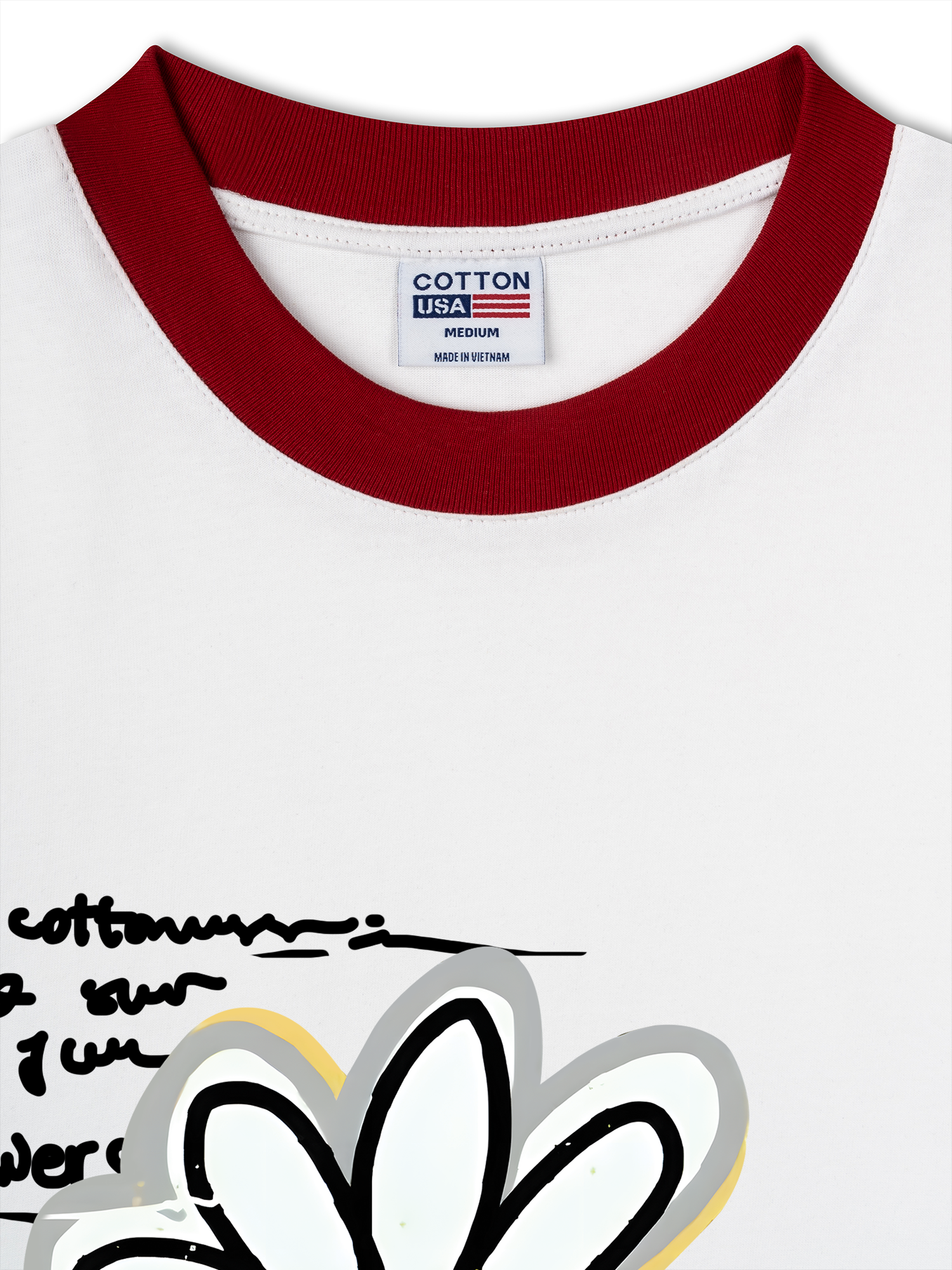 Áo Thun Ringer Relaxed Fit Cotton Usa Daisy Flower