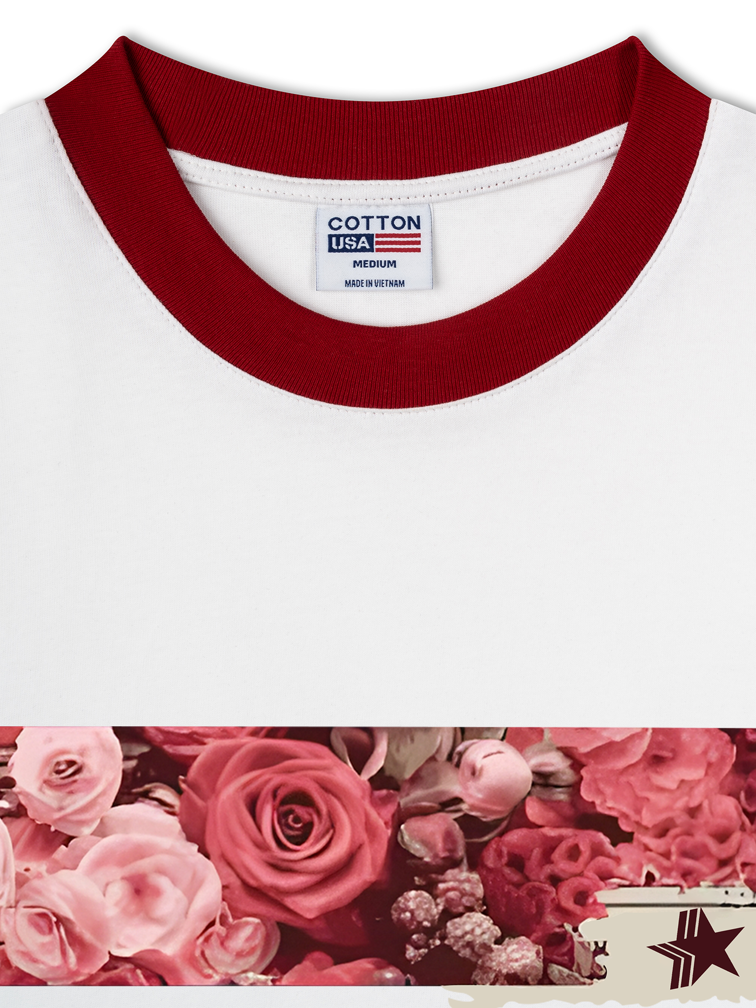 Áo Thun Ringer Relaxed Fit Trending Floral Cotton Usa