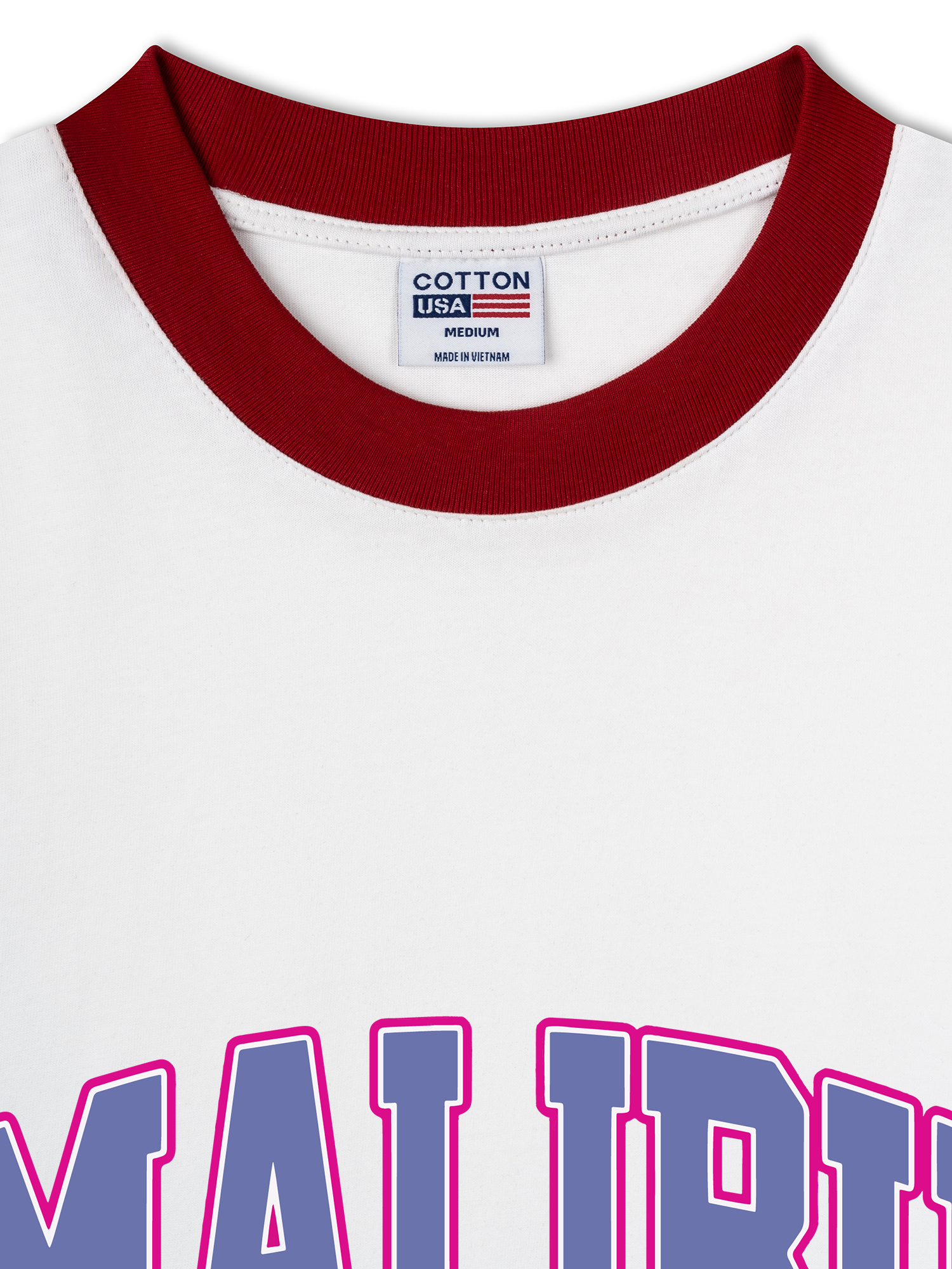 Áo Thun Ringer Relaxed Fit USA Malibu Beach Retro