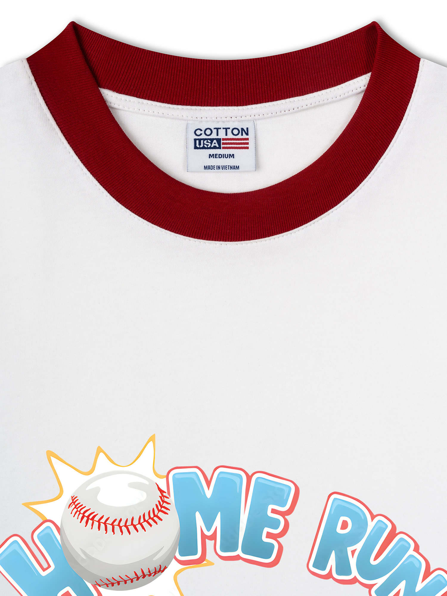 Áo Thun Ringer Relaxed Fit Baseball Home Run Teddy Bear