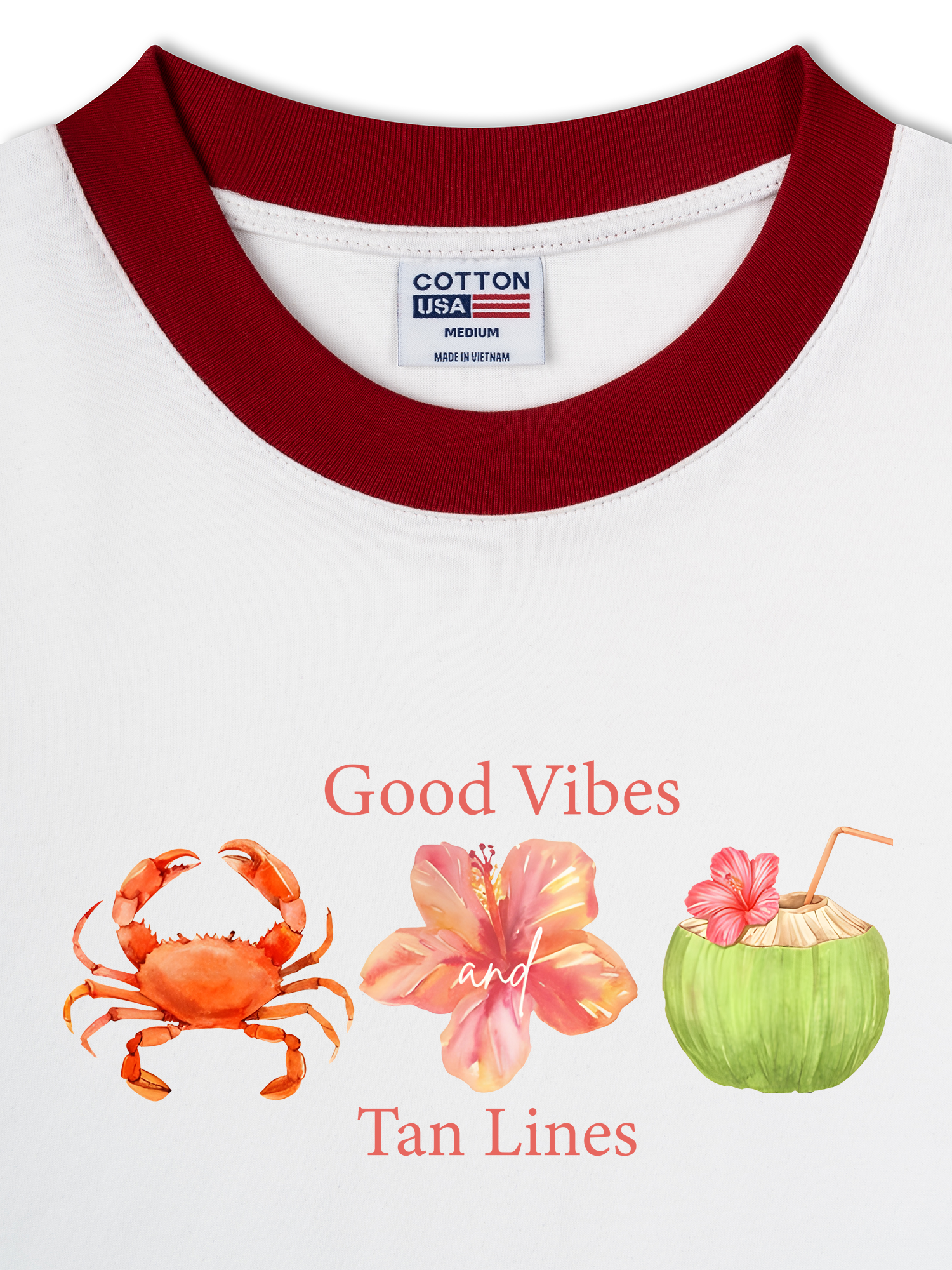 Áo Thun Ringer Relaxed Fit Tropical Good Vibes Tan