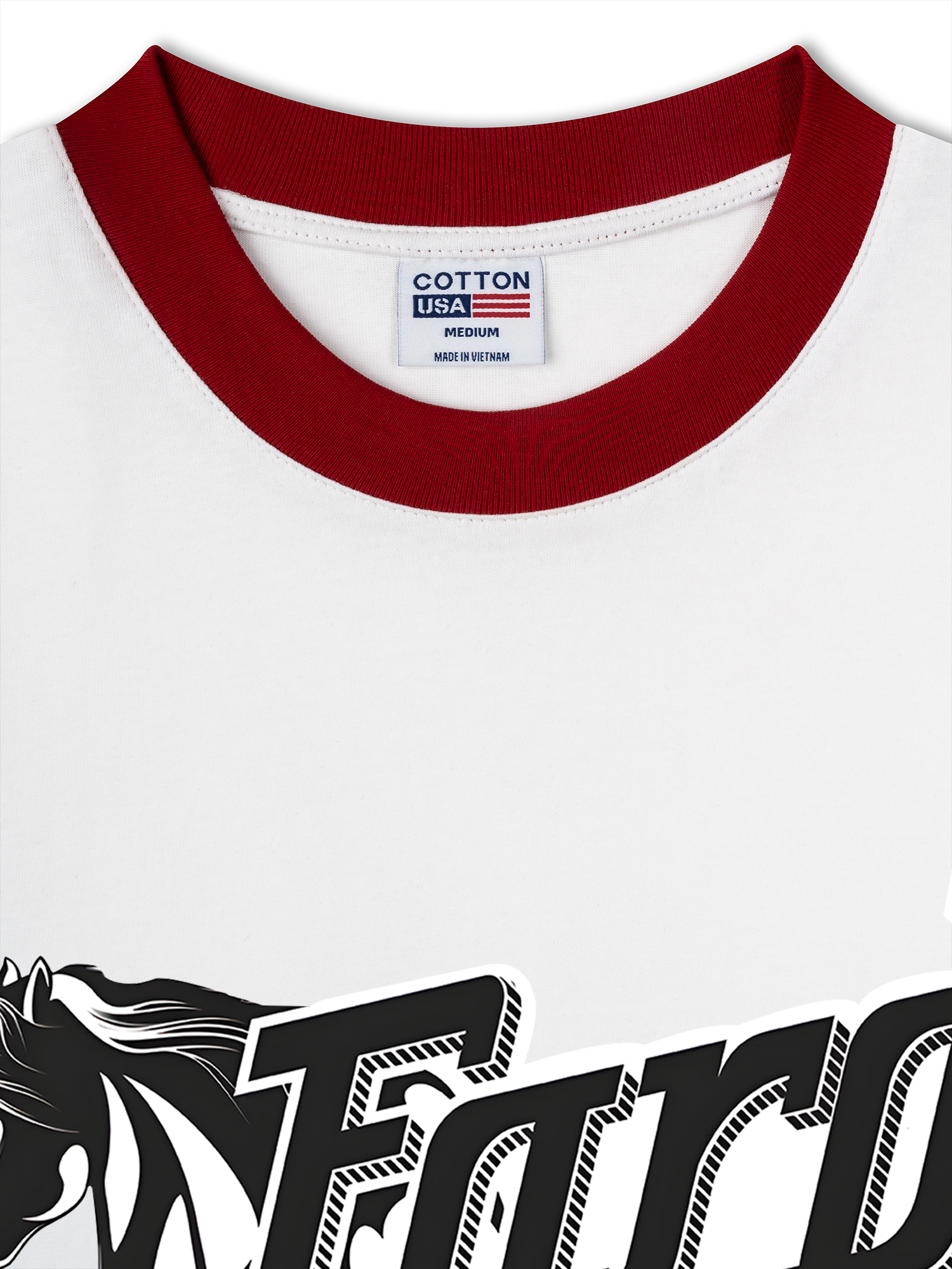 Áo Thun Ringer Relaxed Fit Mustang Black Horse Logo