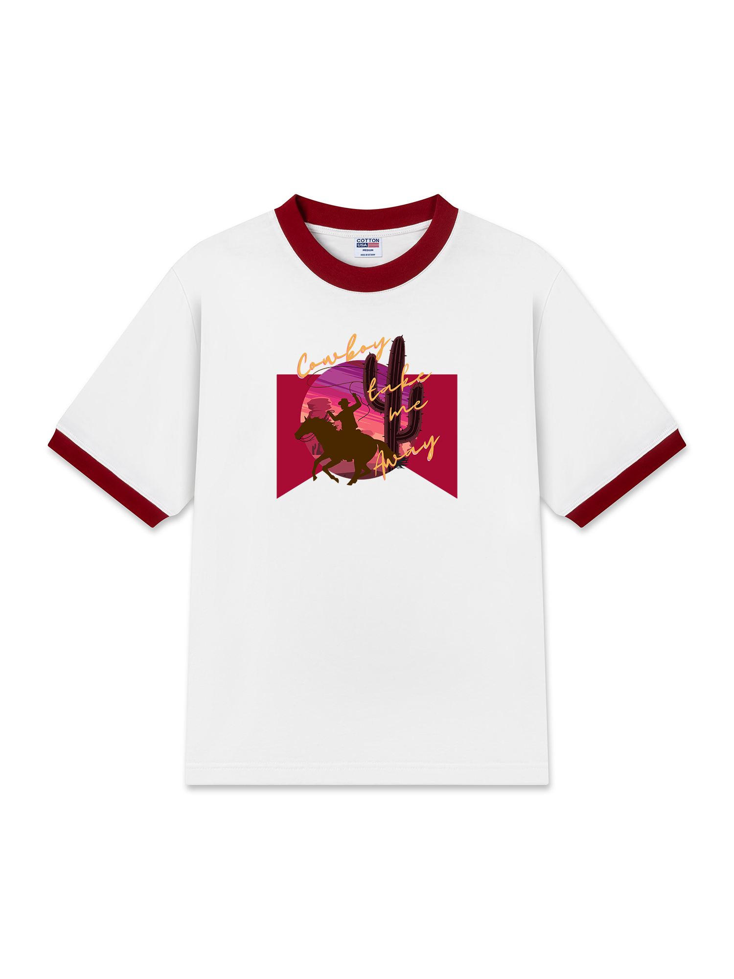 Áo Thun Ringer Relaxed Fit Marlboro Cowboy Take Me Away