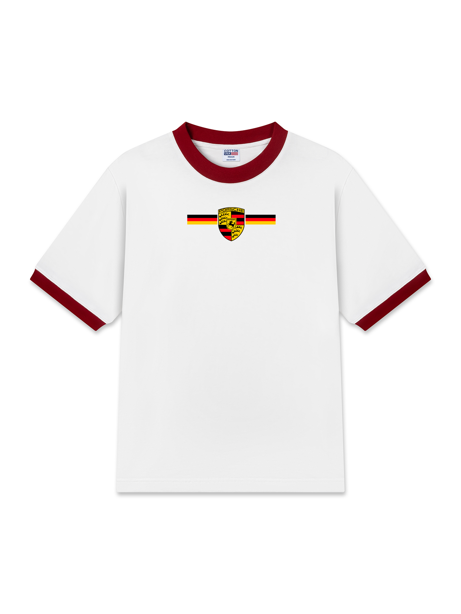 Áo Thun Ringer Relaxed Fit Porsche Logo Flag
