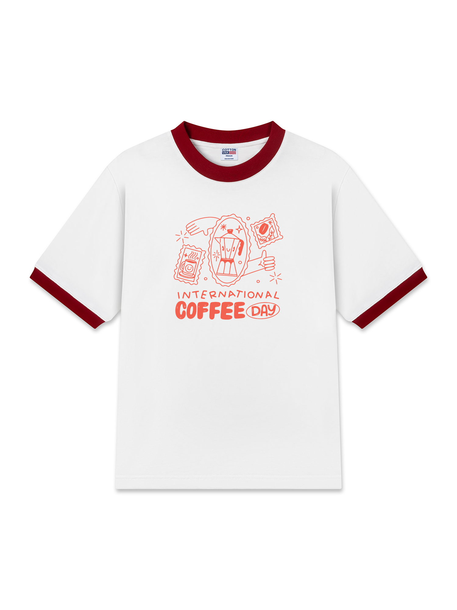 Áo Thun Ringer Relaxed Fit International Coffee Day