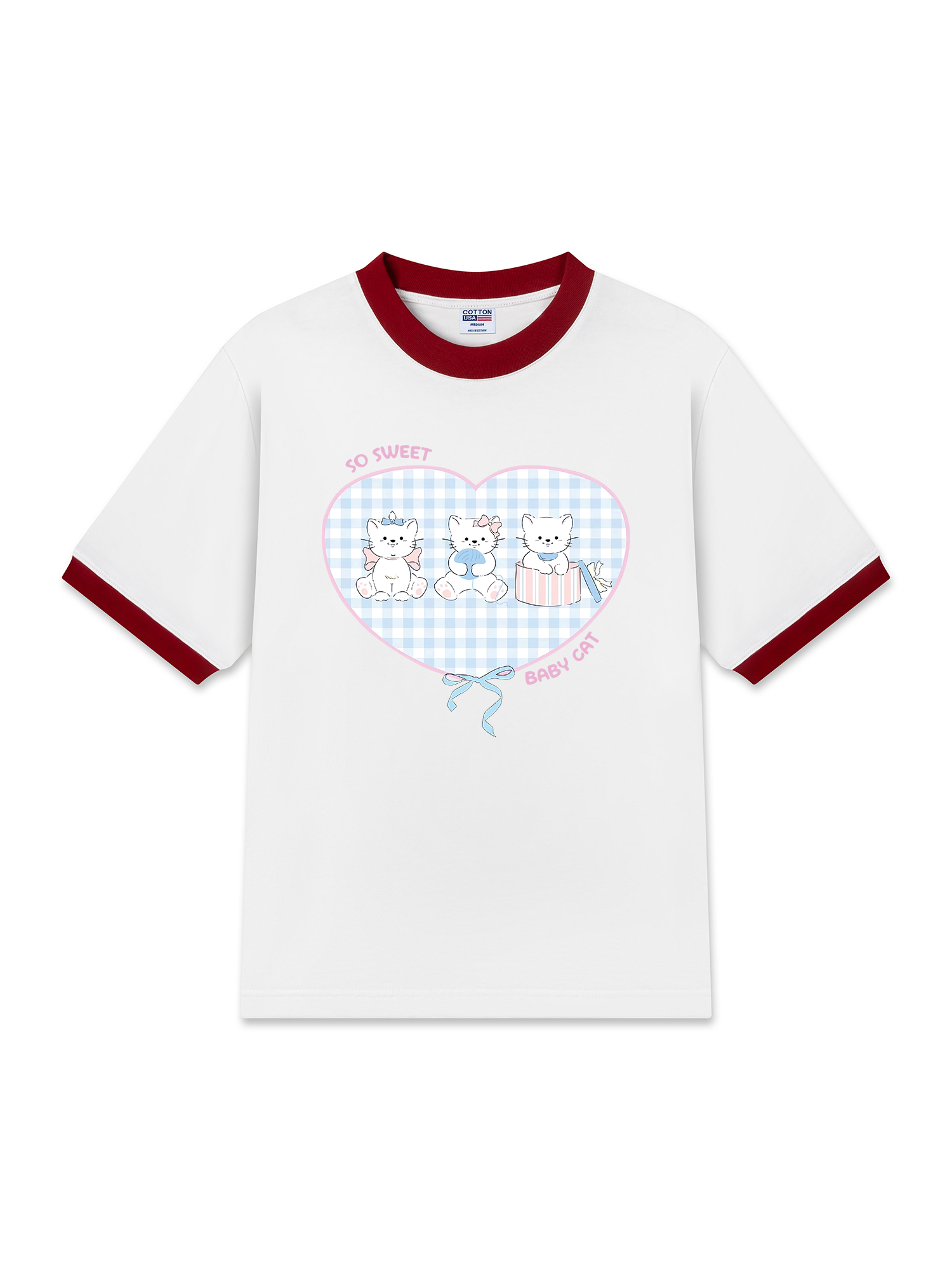 Áo Thun Ringer Relaxed Fit So Sweet Baby Cat