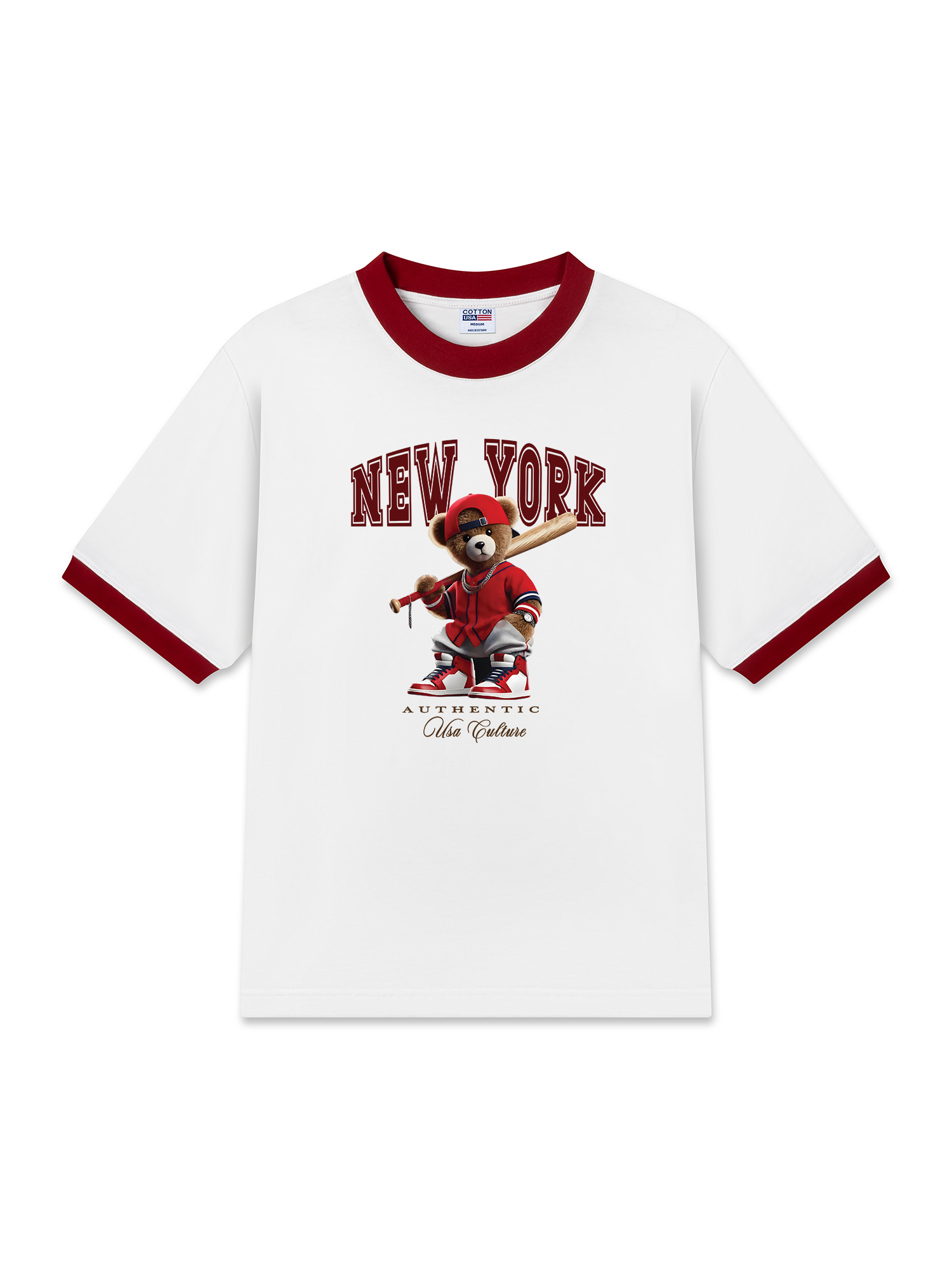 Áo Thun Ringer Relaxed Fit Baseball Authentic Teddy