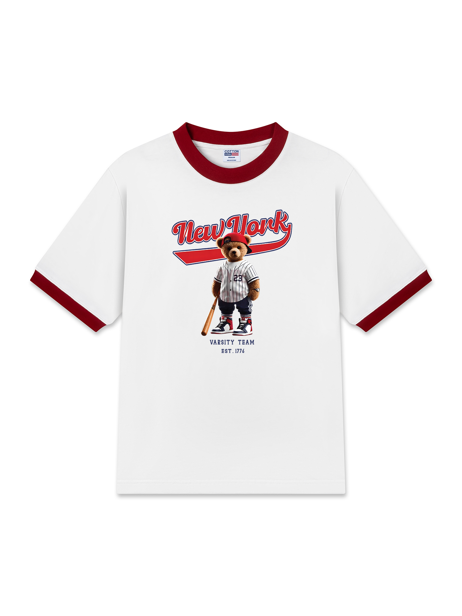 Áo Thun Ringer Relaxed Fit Baseball New York Teddy