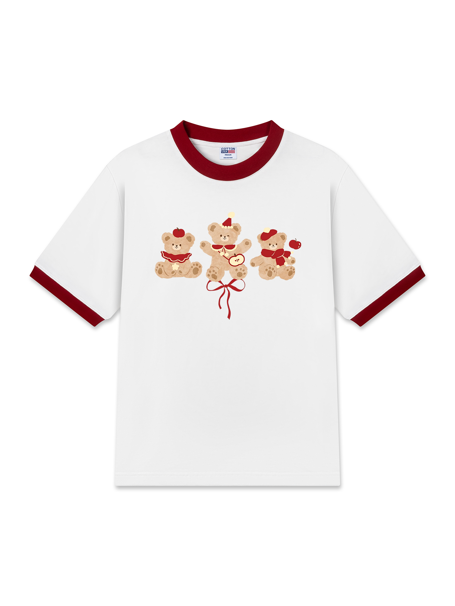 Áo Thun Ringer Relaxed Fit Cute Bear