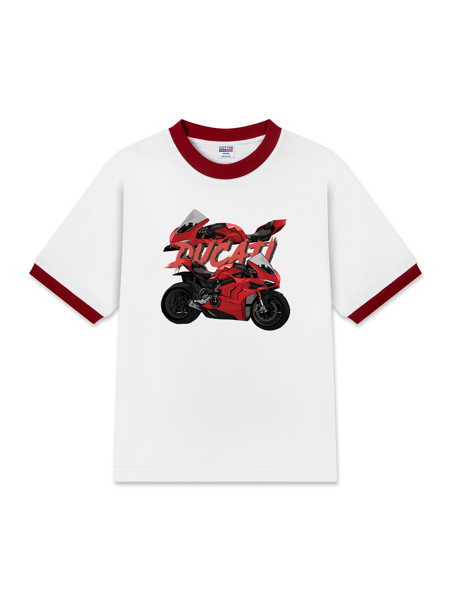 Áo Thun Ringer Cotton Cao Cấp Relaxed Fit Ducati V4S