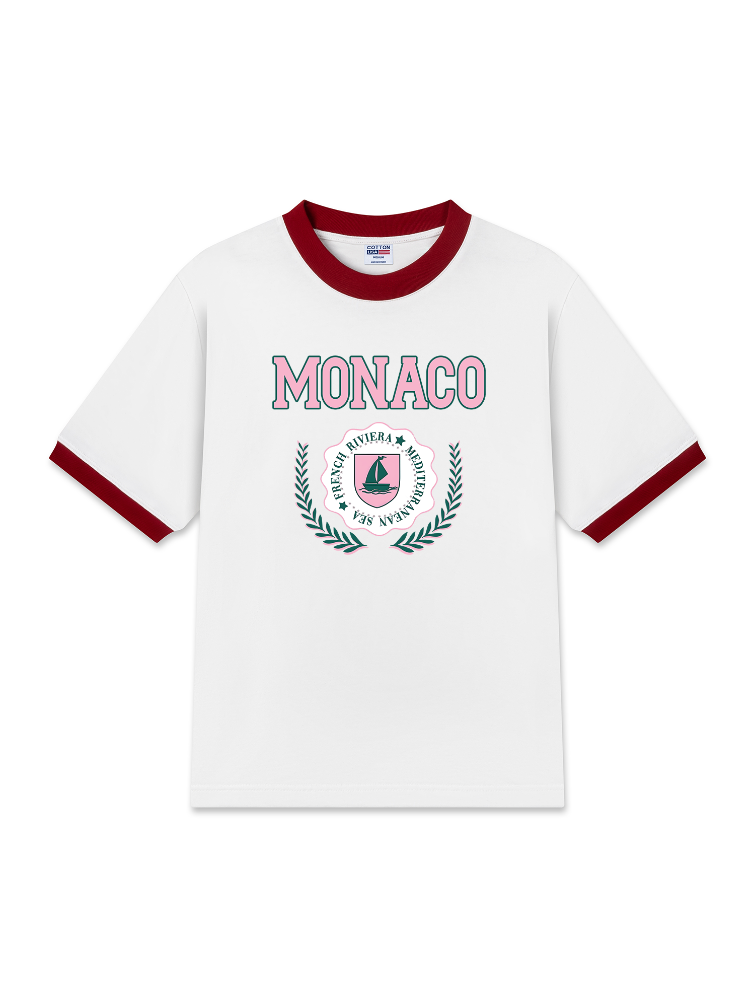 Áo Thun Ringer Relaxed Fit City Pink Monaco