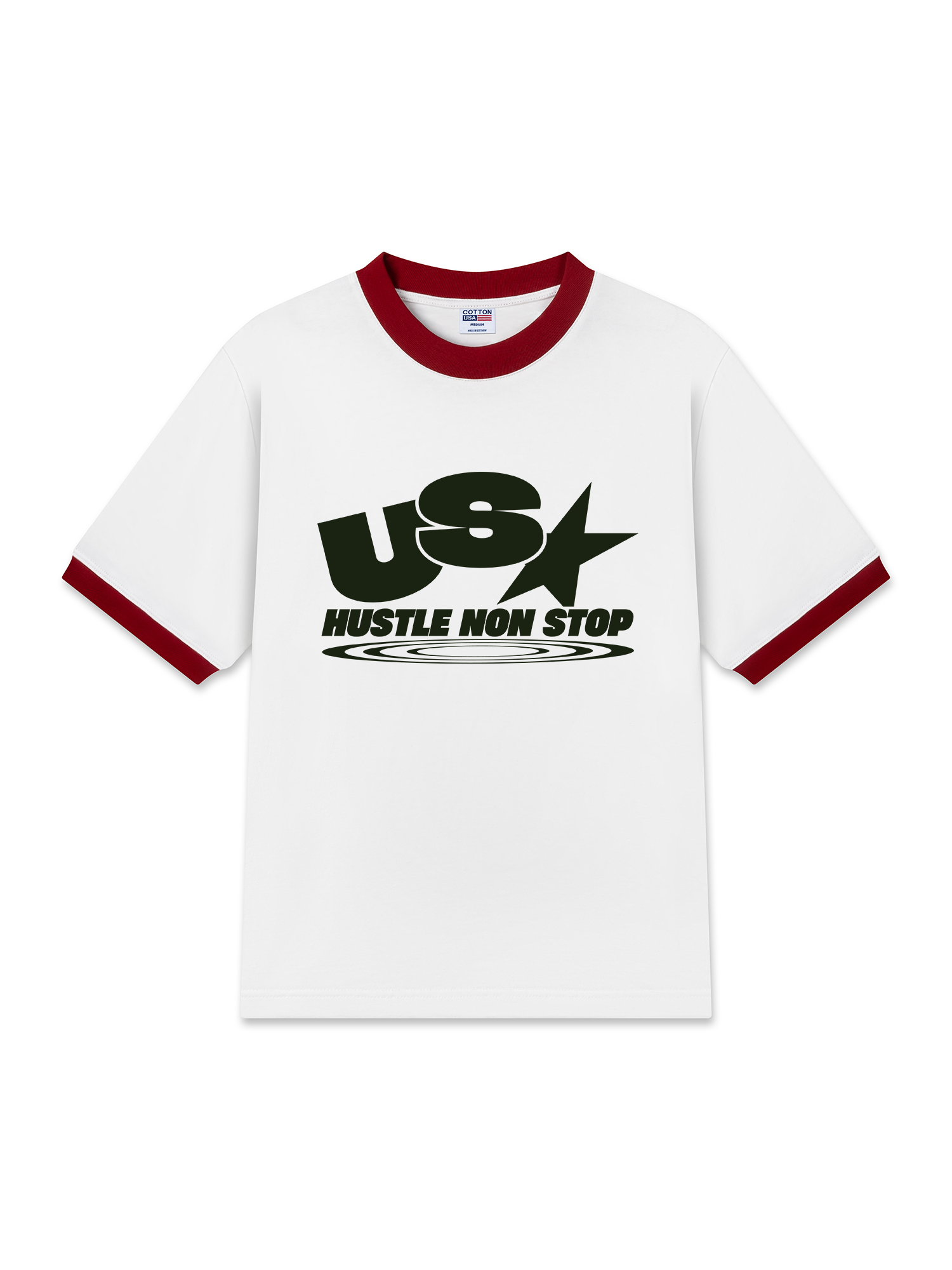 Áo Thun Ringer Relaxed Fit USA Hustle Non Stop