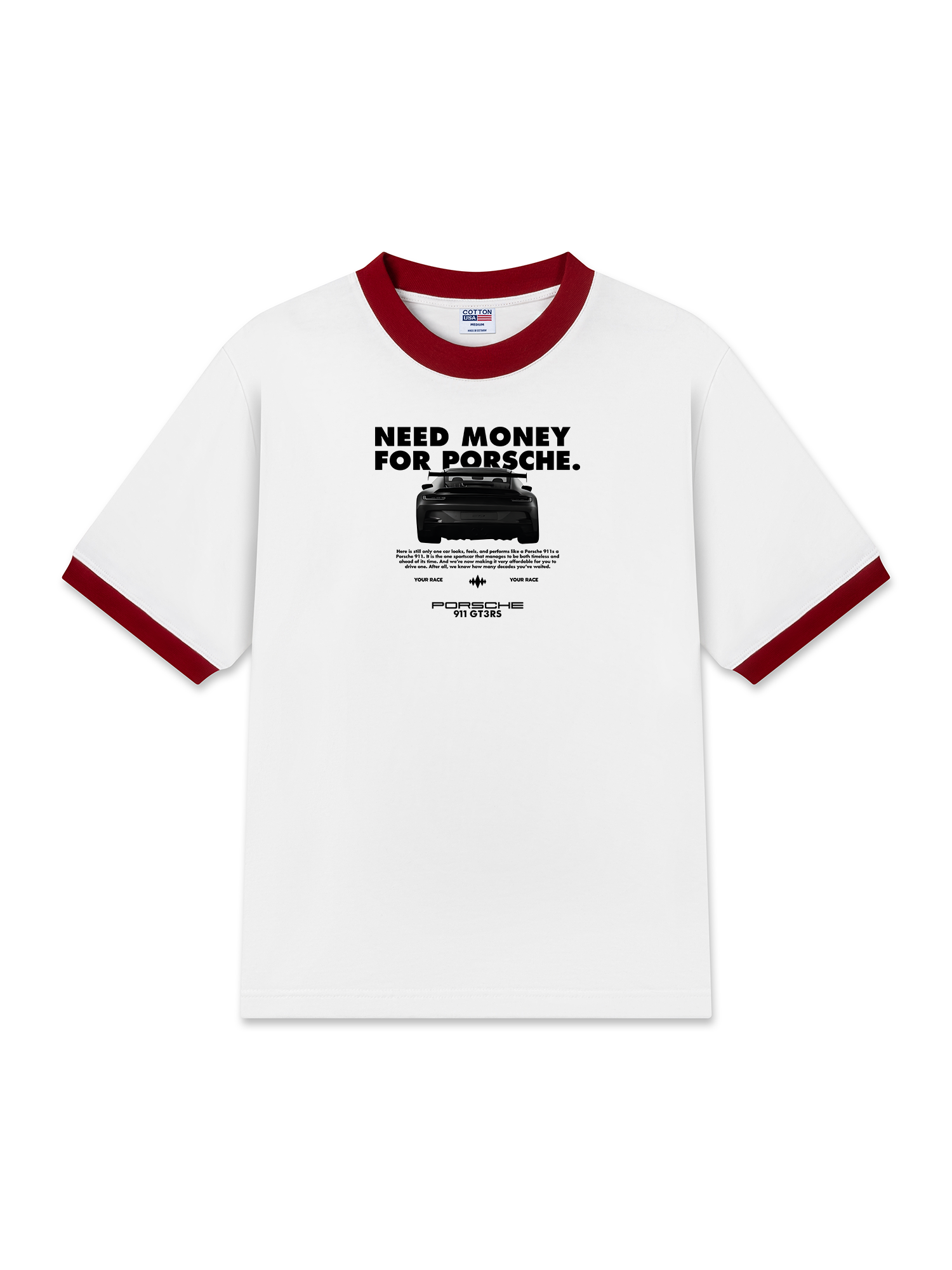 Áo Thun Ringer Relaxed Fit Porsche All Black 911 GT3RS