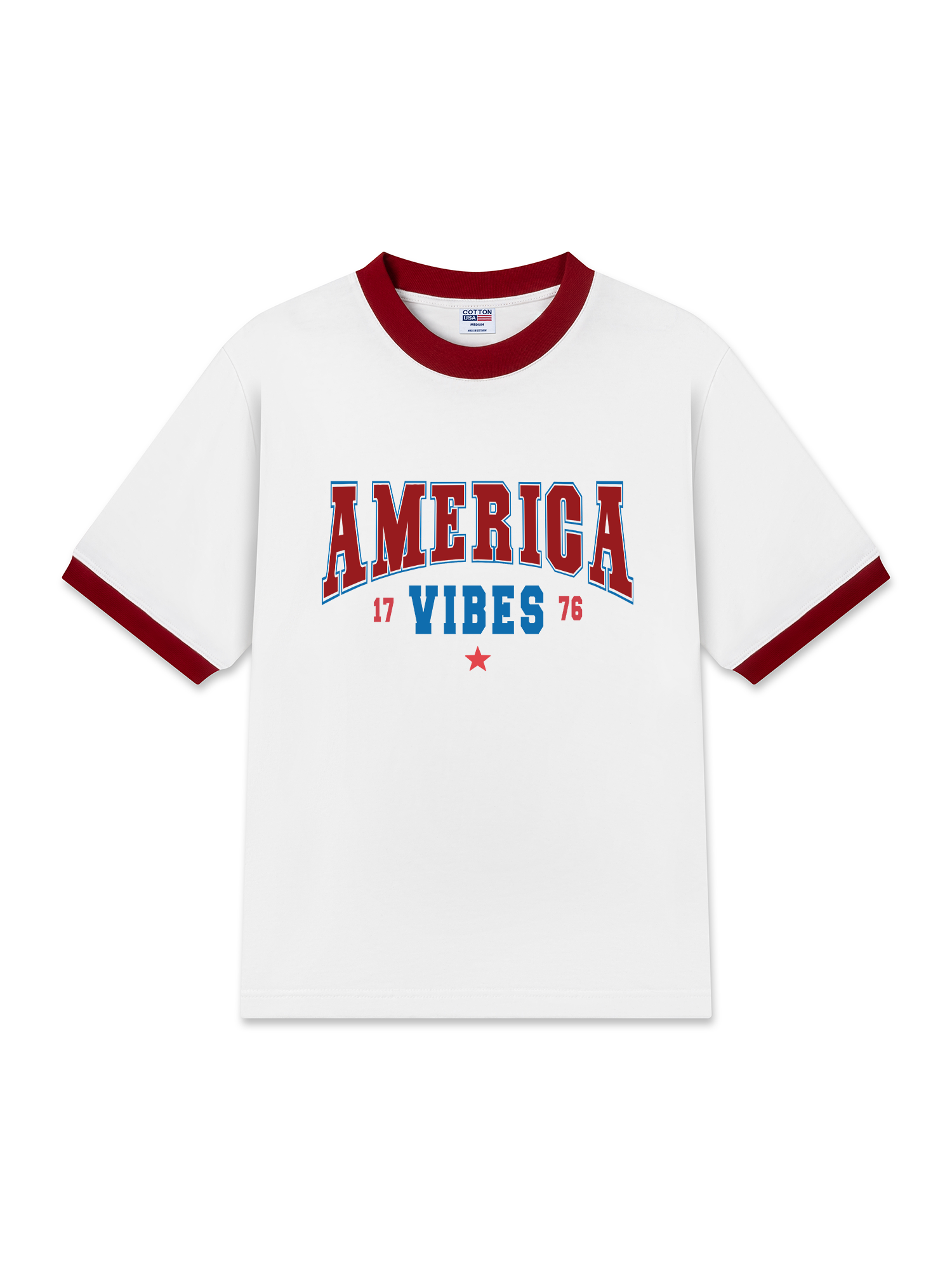 Áo Thun Ringer Relaxed Fit USA America Vibes