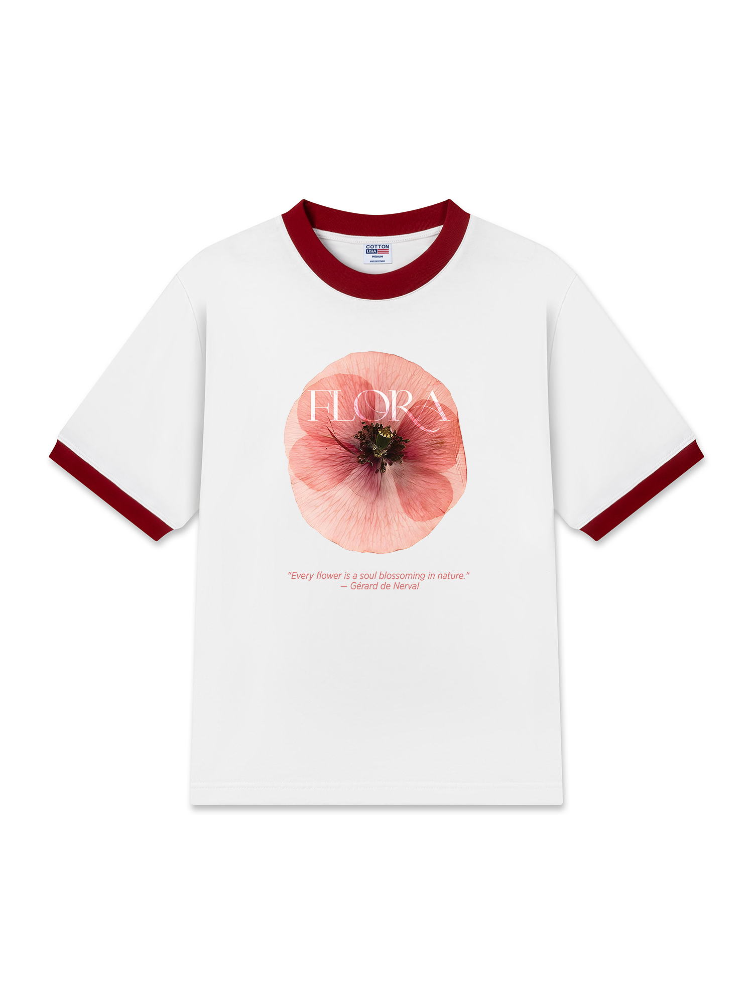 Áo Thun Ringer Relaxed Fit Floral Quote