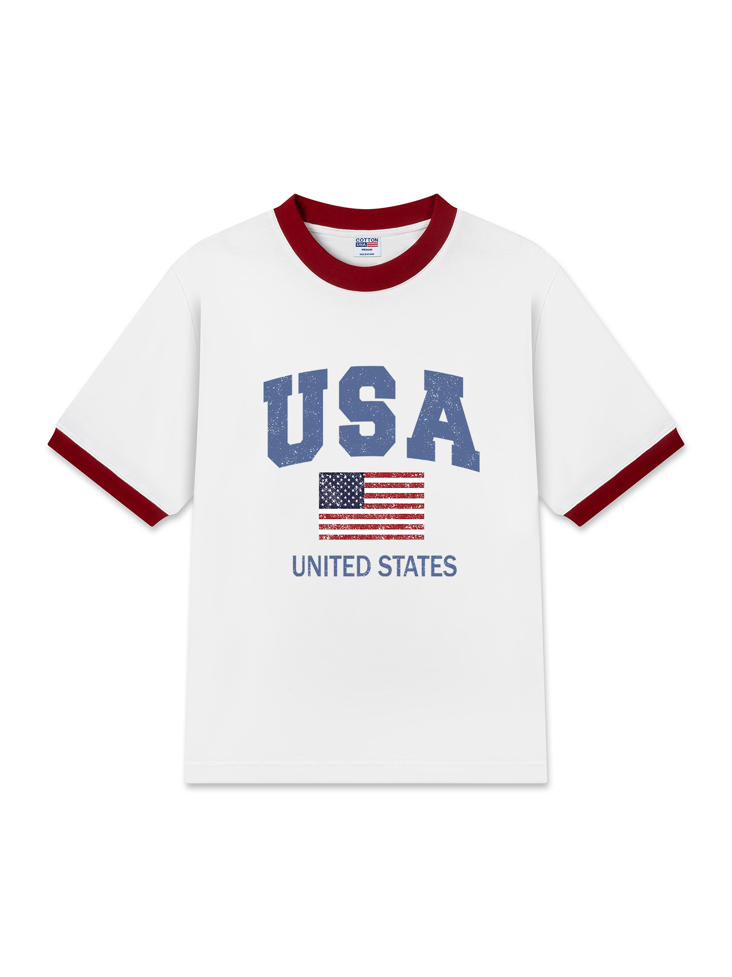 Áo Thun Ringer Relaxed Fit USA Vintage United State