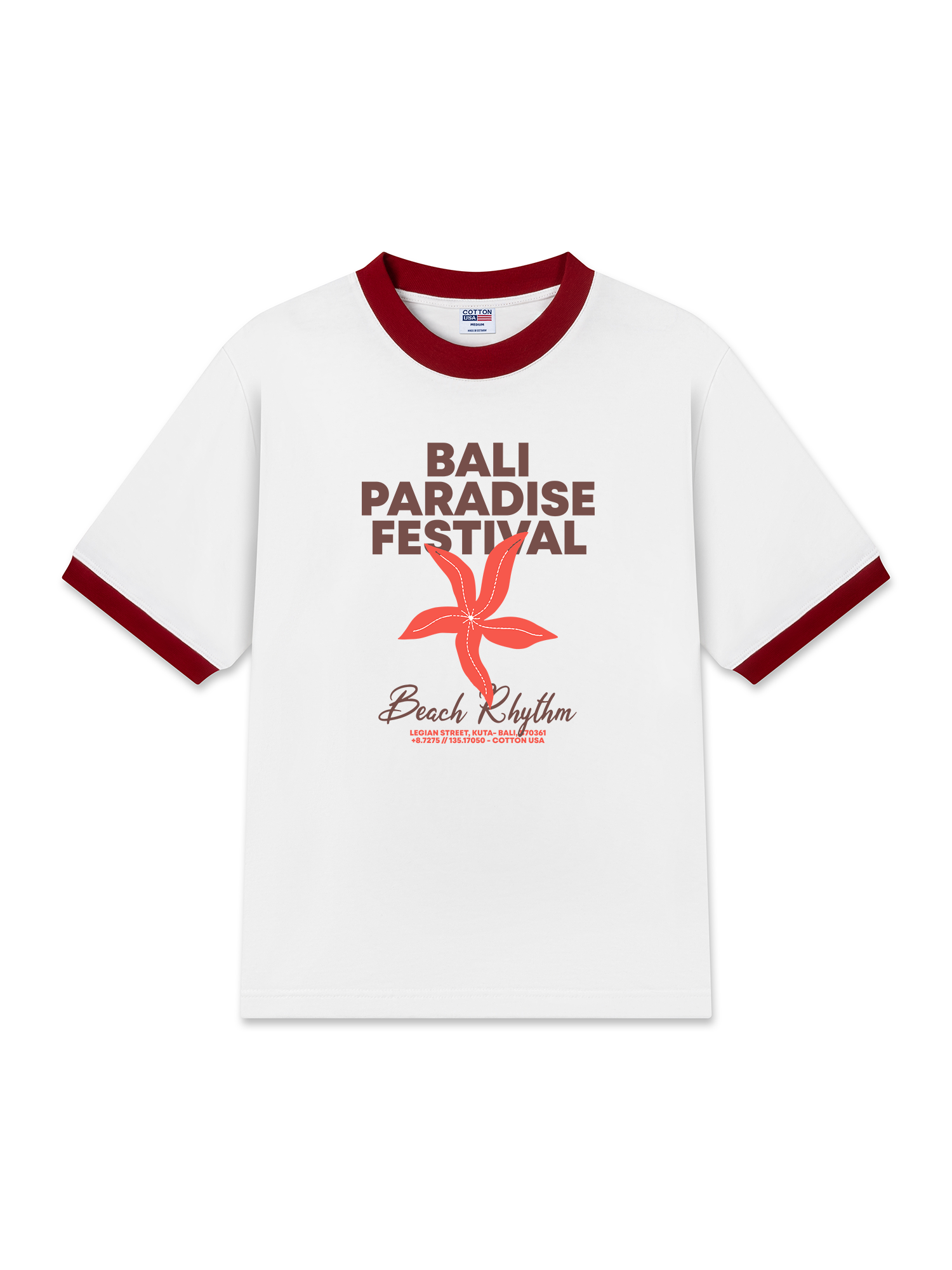 Áo Thun Ringer Relaxed Fit Tropical Bali Paradise