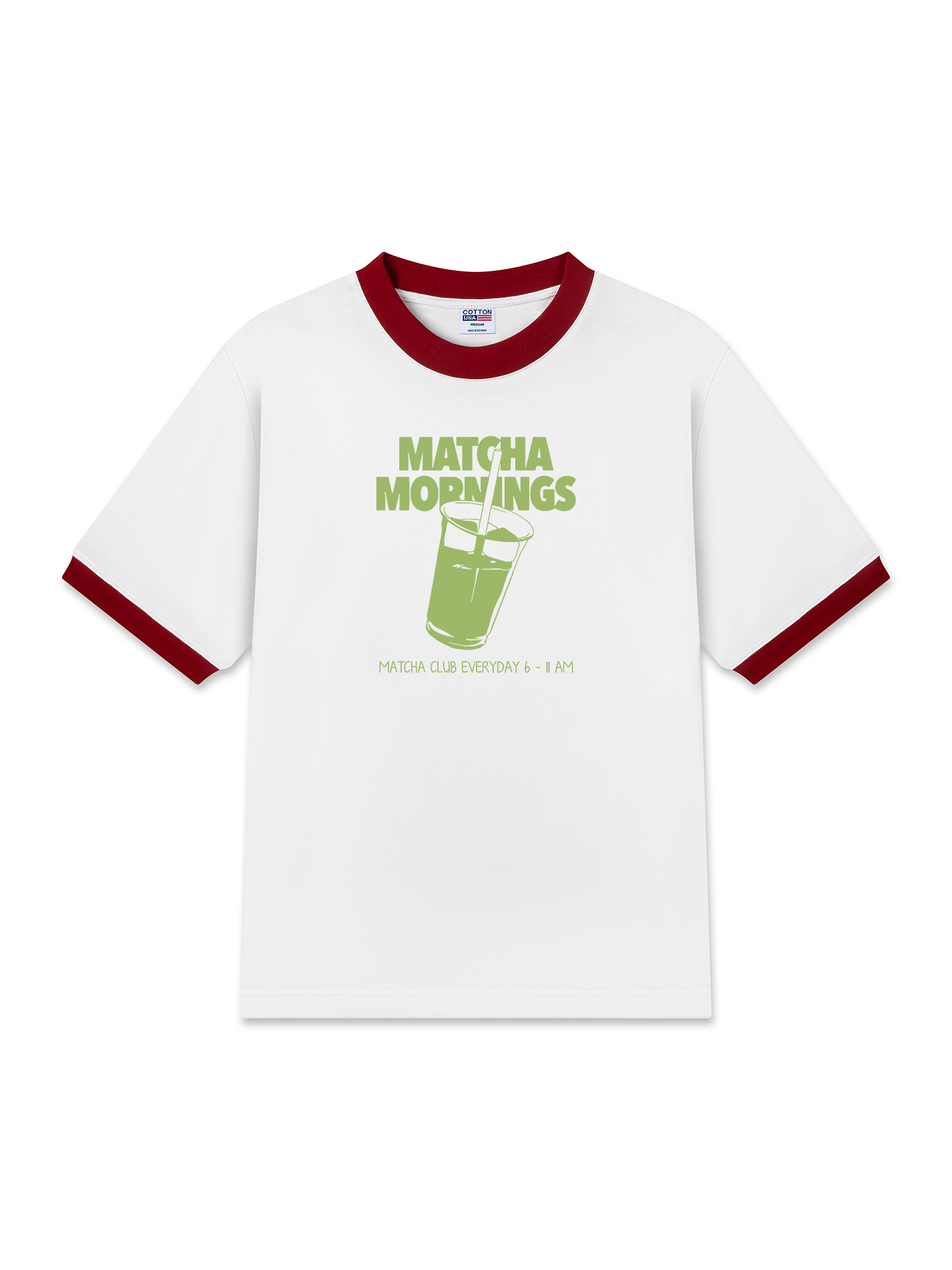 Áo Thun Ringer Relaxed Fit Matcha Mornings