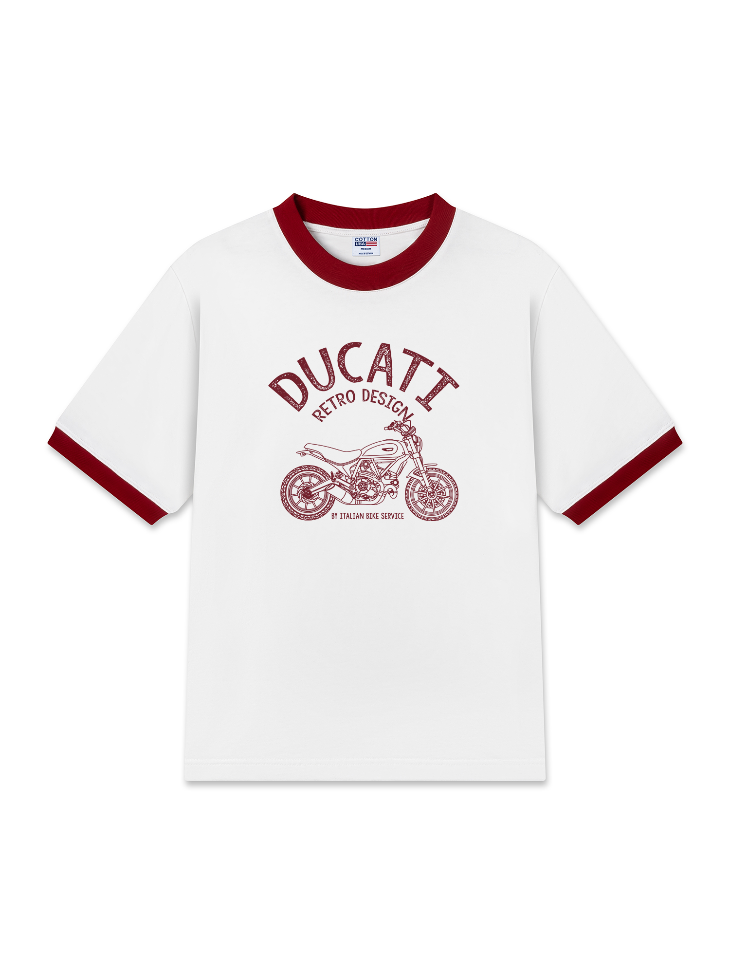 Áo Thun Ringer Relaxed Fit Ducati Vintage Vibes