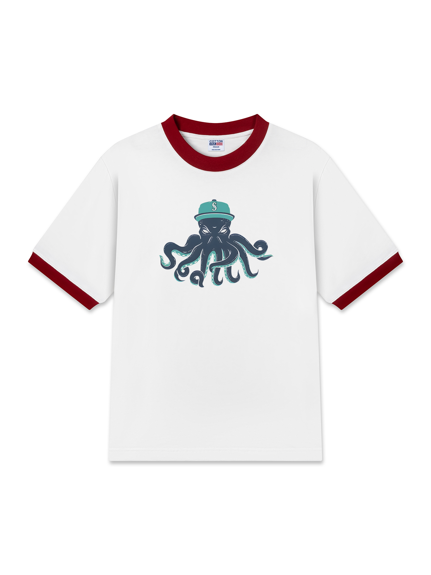 Áo Thun Ringer Relaxed Fit Baseball Green Octopus